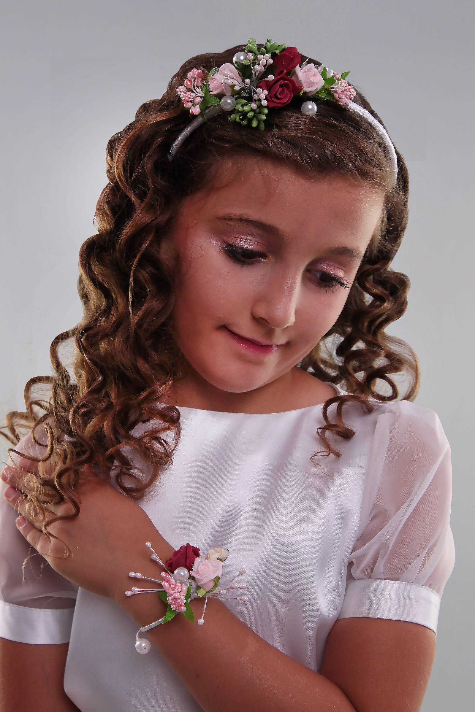 Opaska komunijna z bransoletką jak żywa OPŻ15 - obraz 0