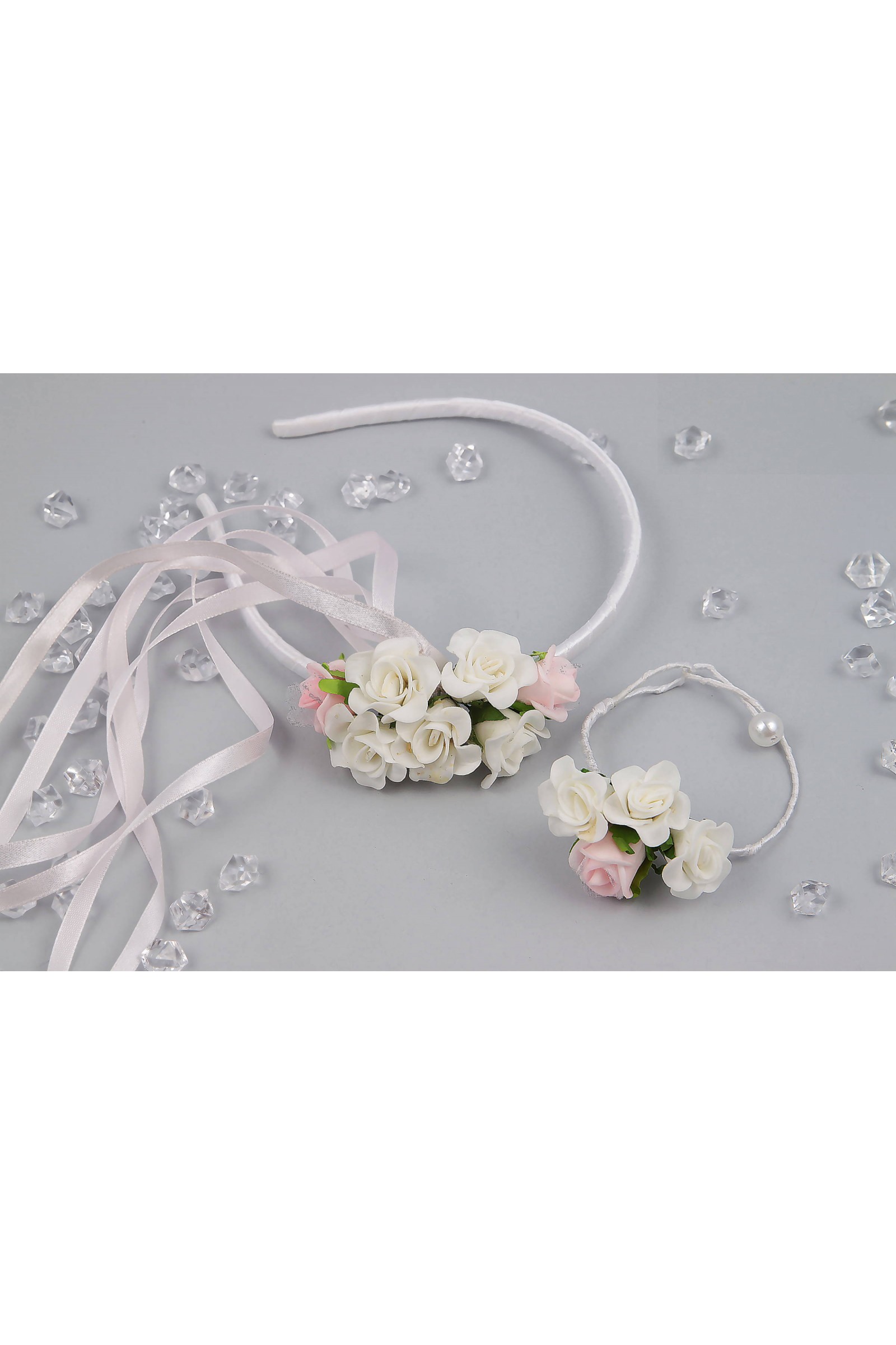 Opaska komunijna z bransoletką jak żywa OPŻ14 - obraz 3