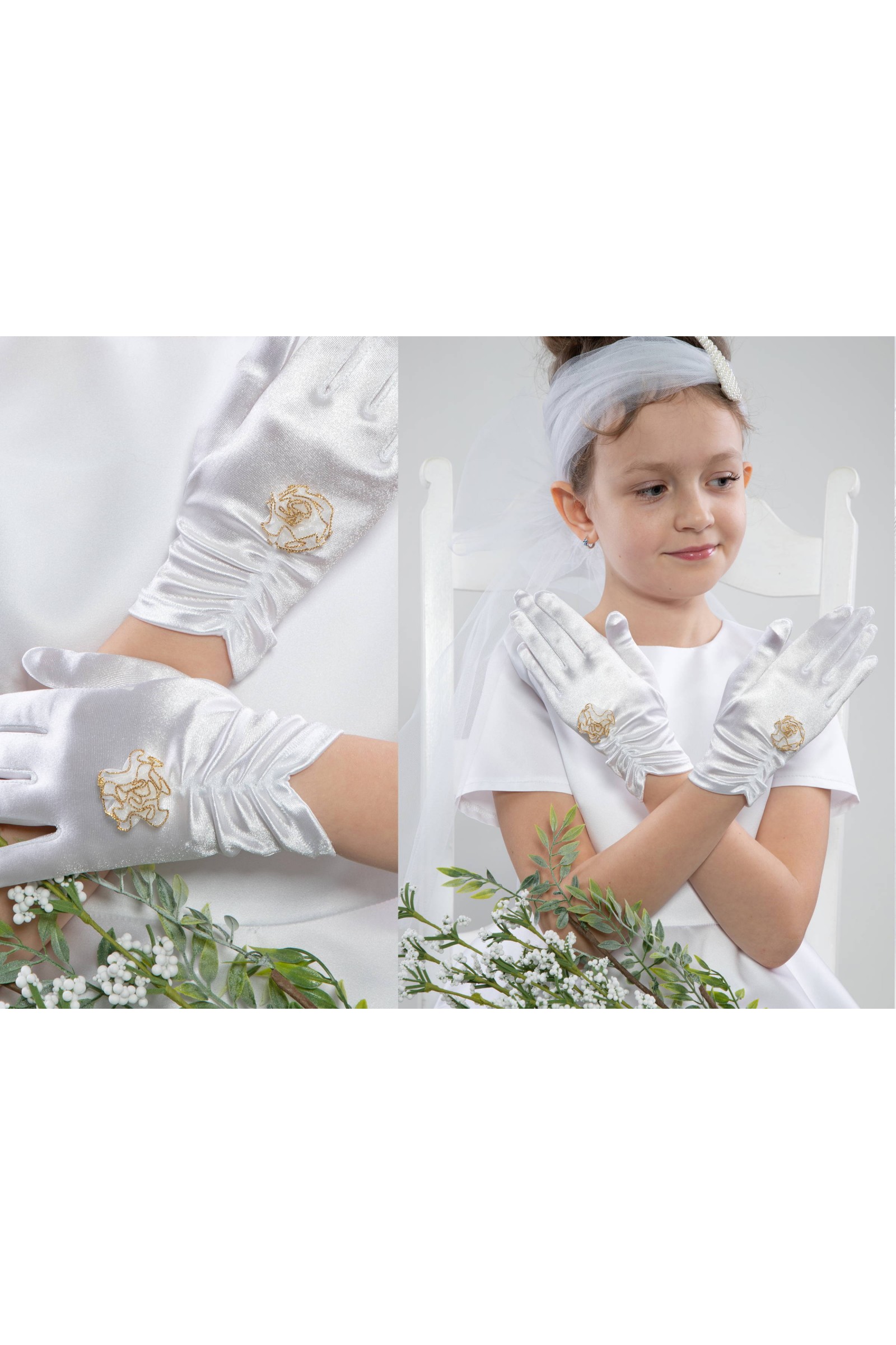 Rękawiczki komunijne klasyczne Nr3a - obraz 1