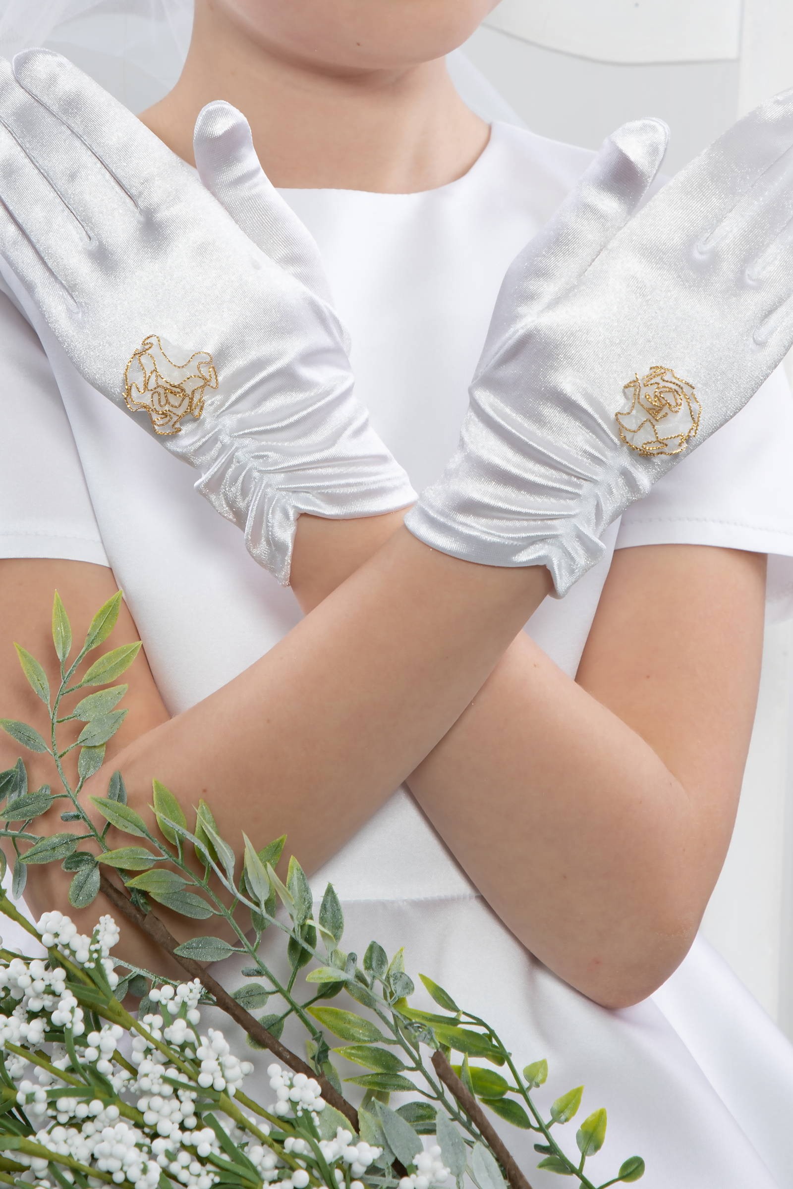 Rękawiczki komunijne klasyczne Nr3a - obraz 0