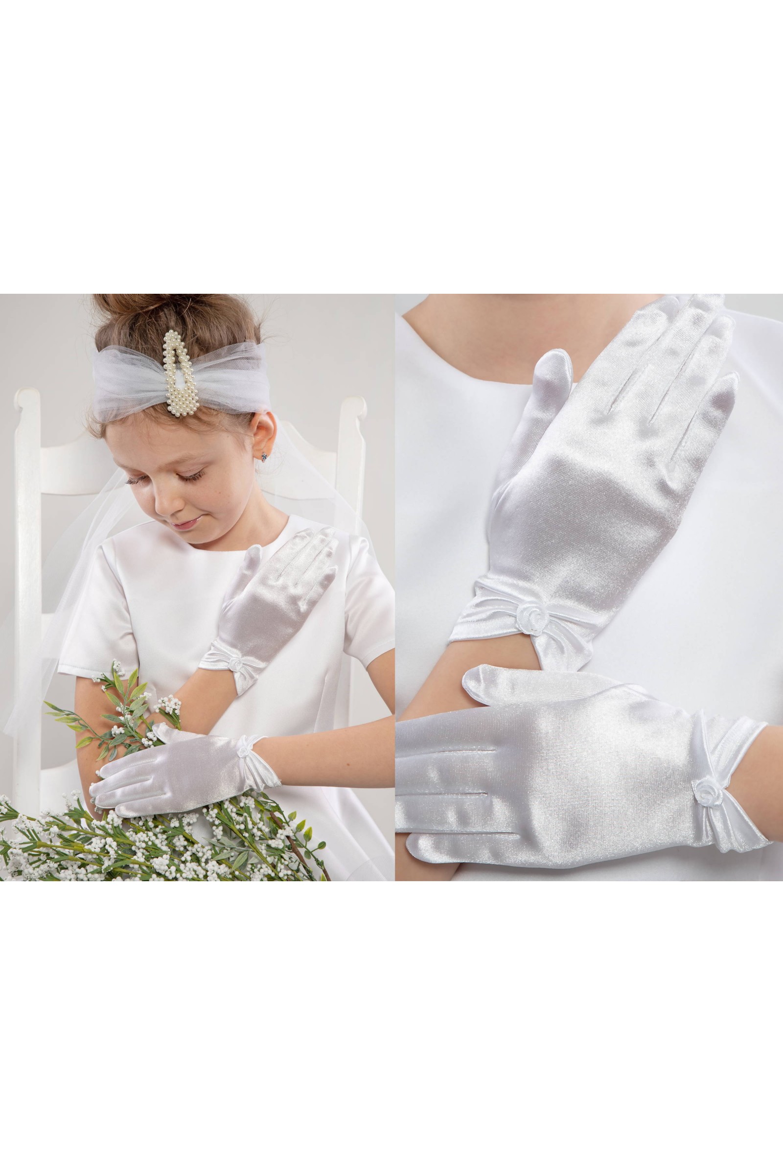 Rękawiczki komunijne klasyczne Nr8 - obraz 1