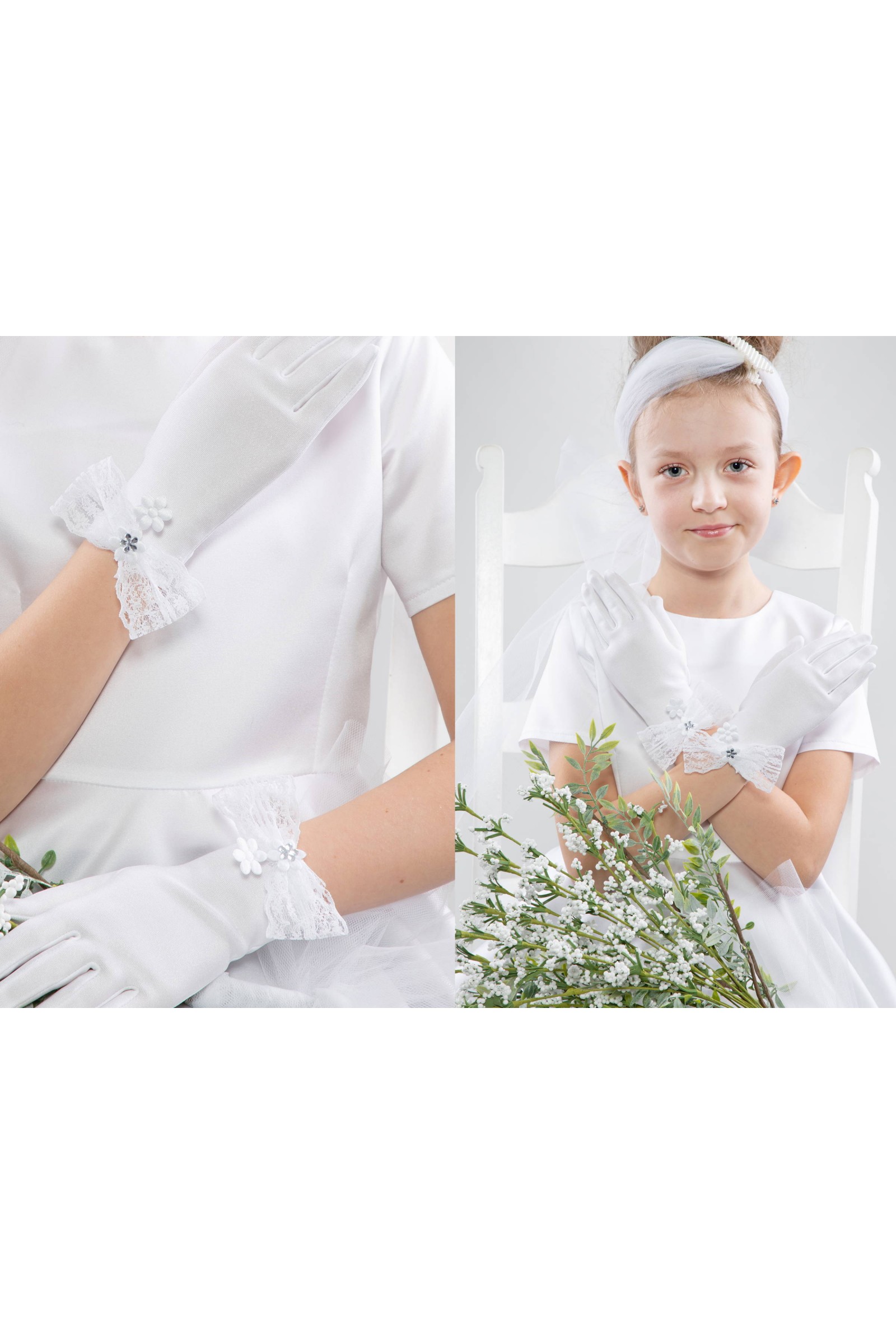 Rękawiczki komunijne klasyczne Nr28 - obraz 1