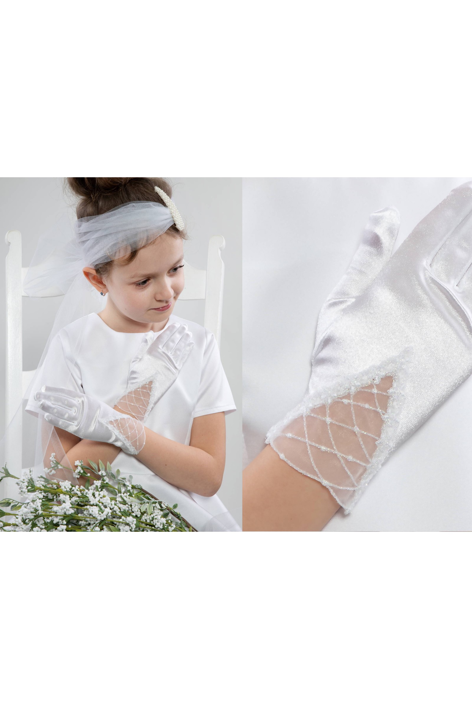 Rękawiczki komunijne klasyczne Nr19 - obraz 1