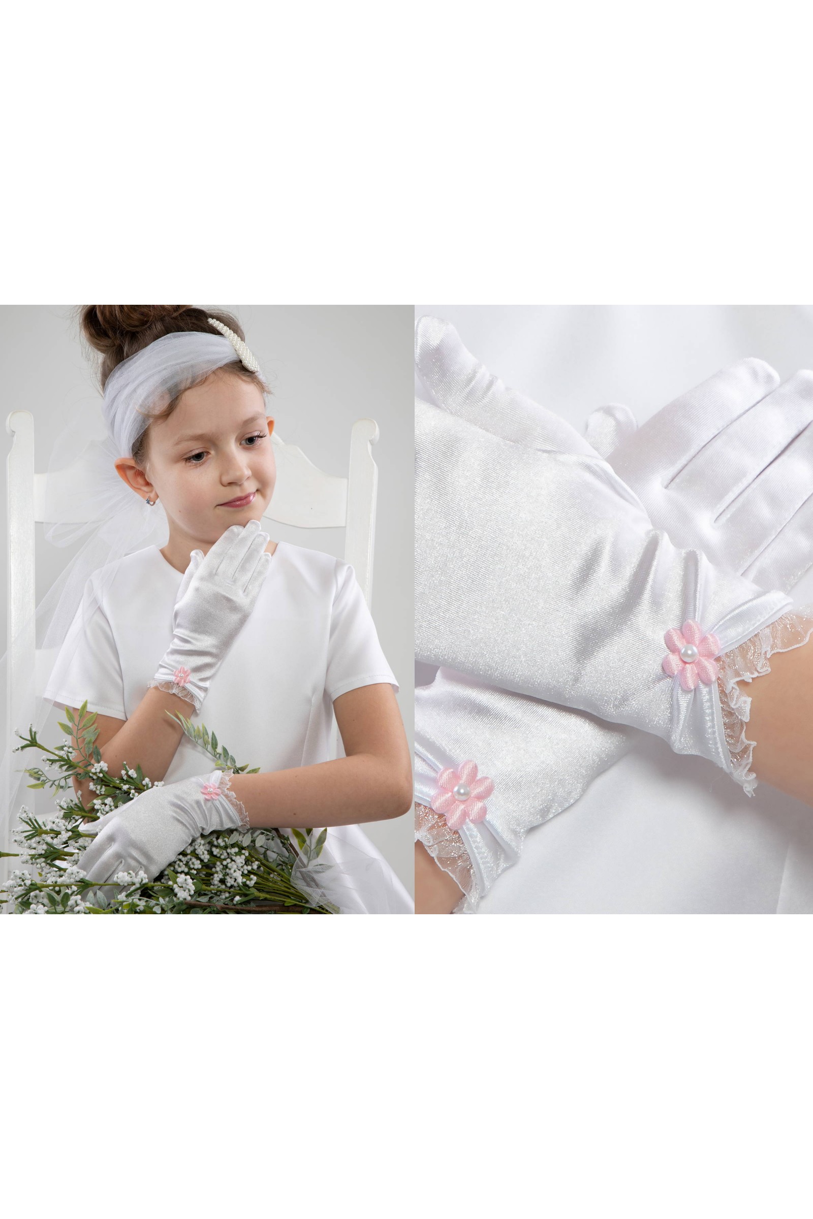 Rękawiczki komunijne klasyczne Nr17 - obraz 1