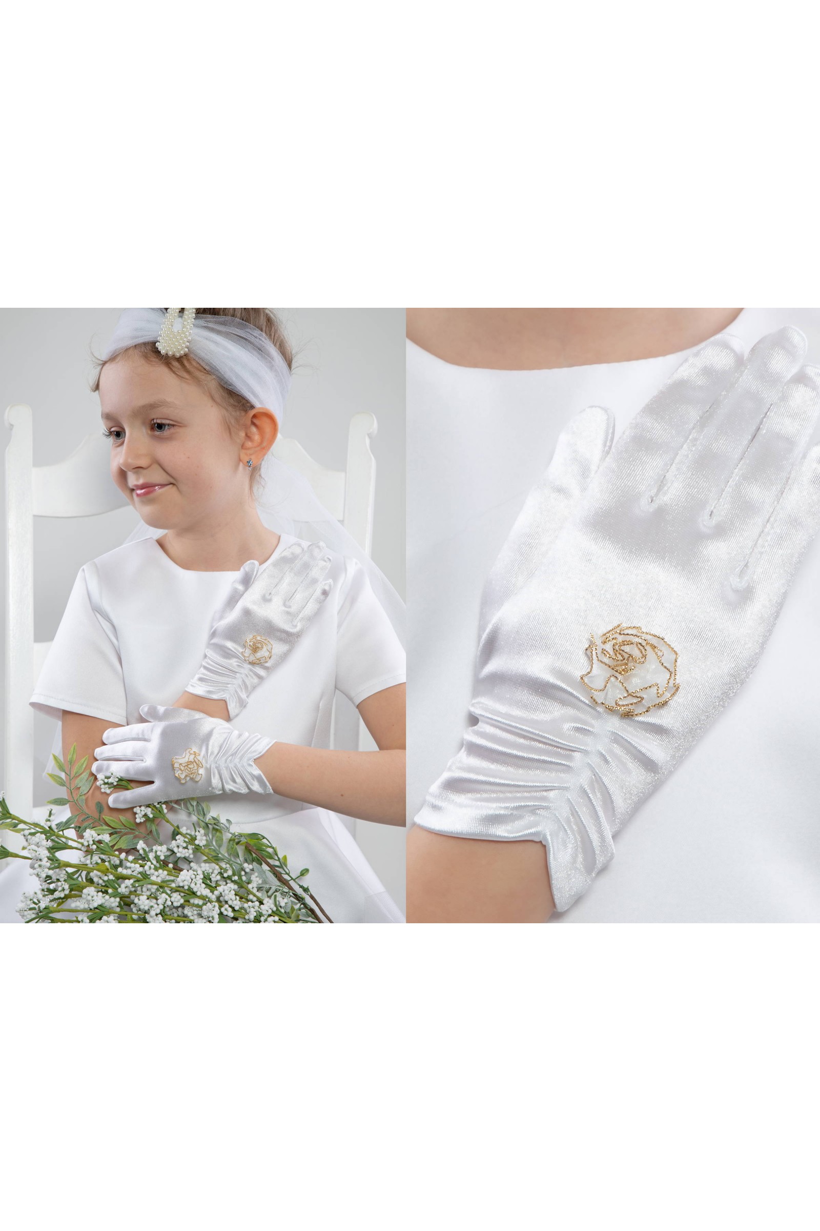 Rękawiczki komunijne klasyczne Nr3a - obraz 3