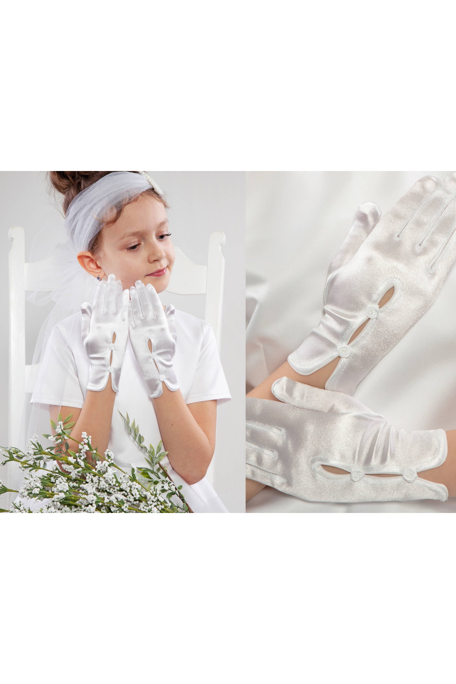 Rękawiczki komunijne klasyczne Nr10 - obraz 1