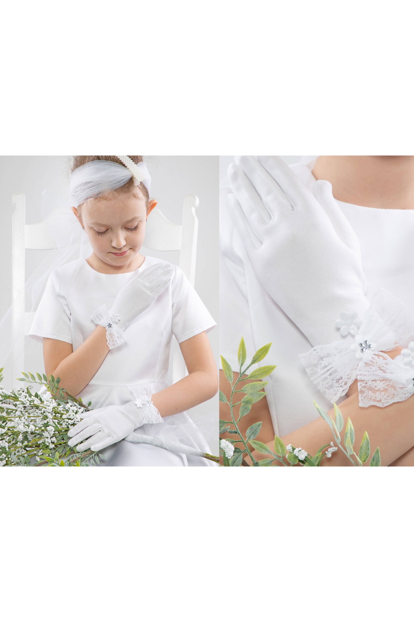 Rękawiczki komunijne klasyczne Nr28 - obraz 3