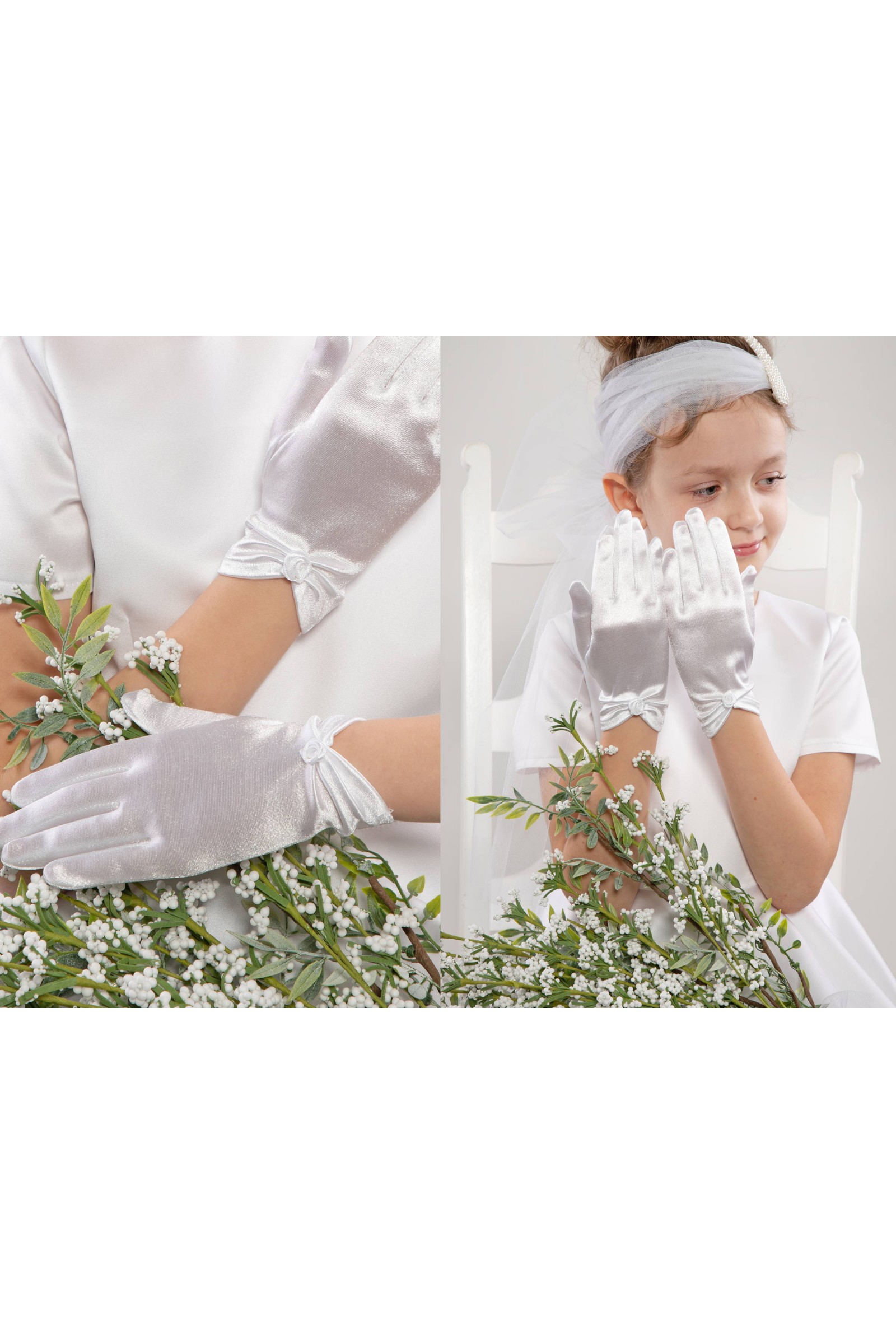 Rękawiczki komunijne klasyczne Nr8 - obraz 3