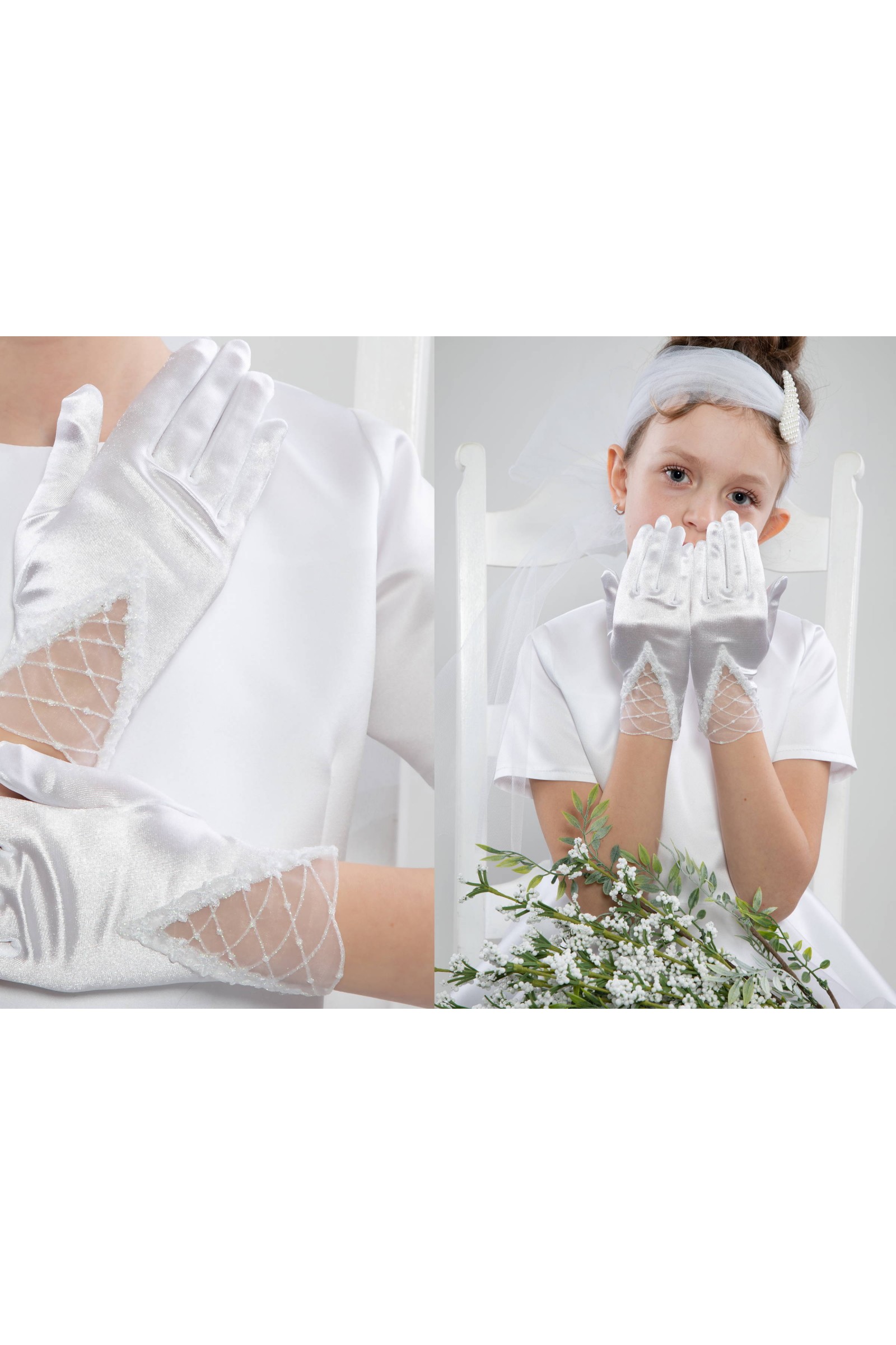 Rękawiczki komunijne klasyczne Nr19 - obraz 3