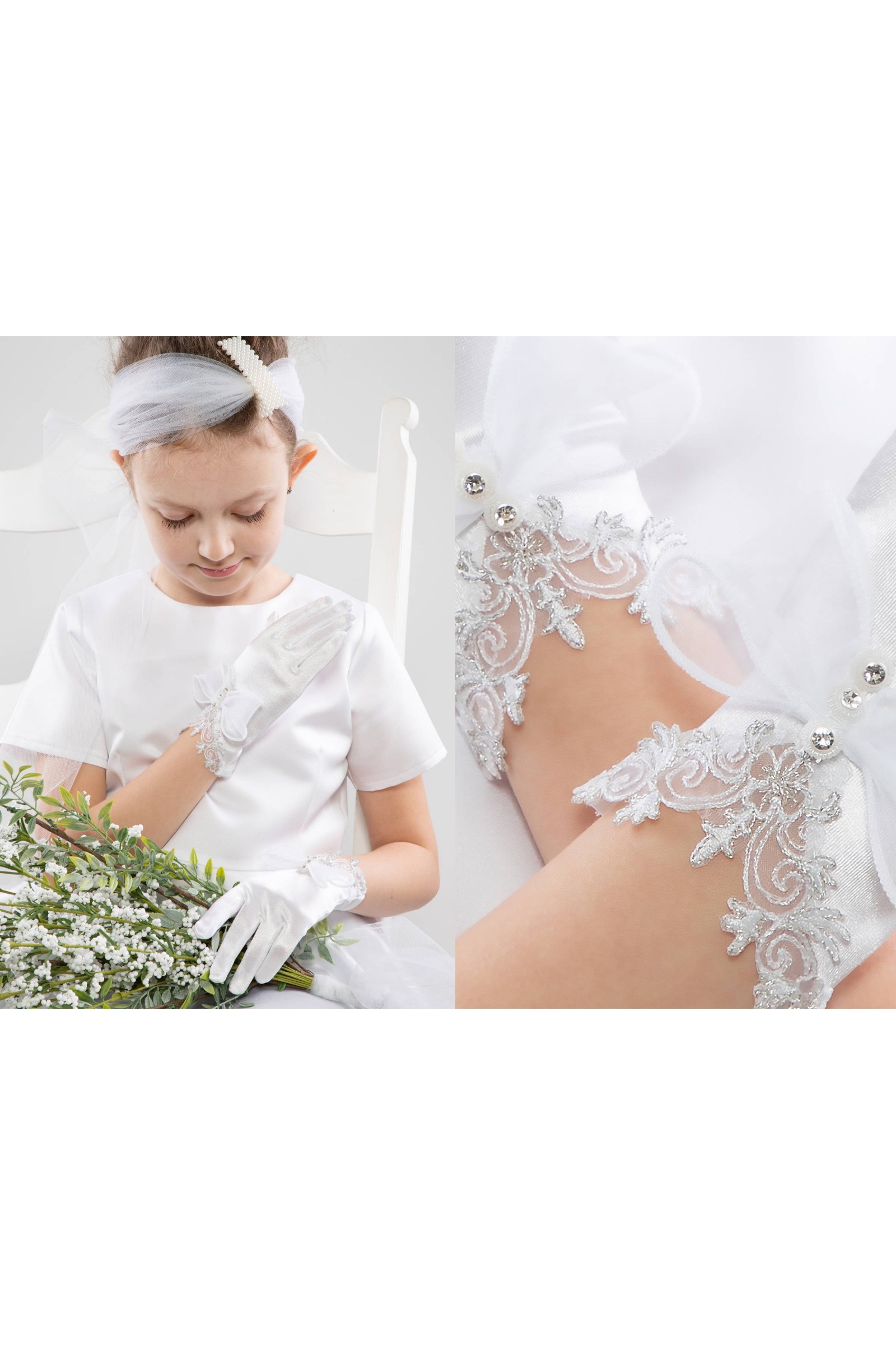 Rękawiczki komunijne klasyczne Nr26A - obraz 3