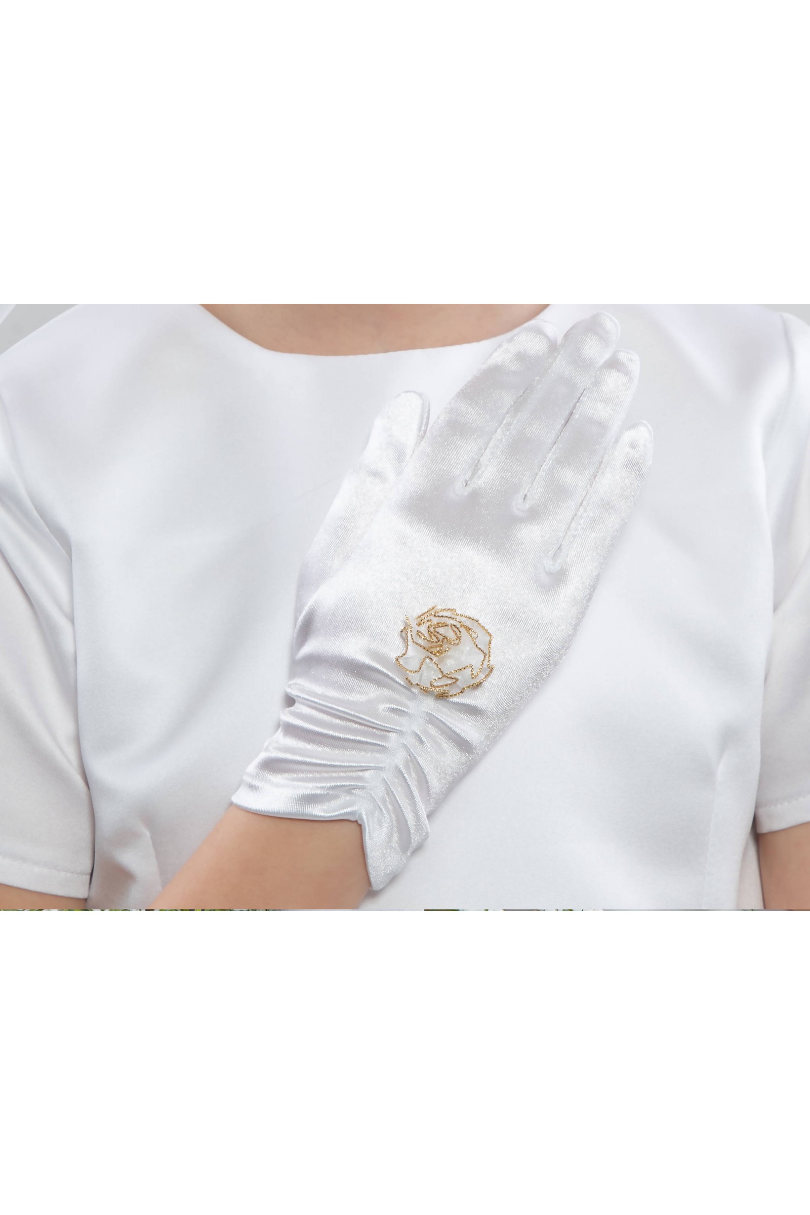 Rękawiczki komunijne klasyczne Nr3a - obraz 4