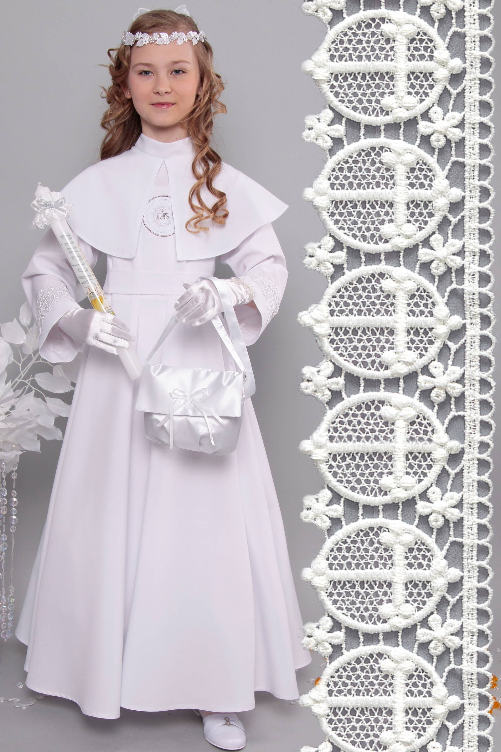 Alba komunijna z gipiurą 14/RS - sukieneczkowa - obraz 1