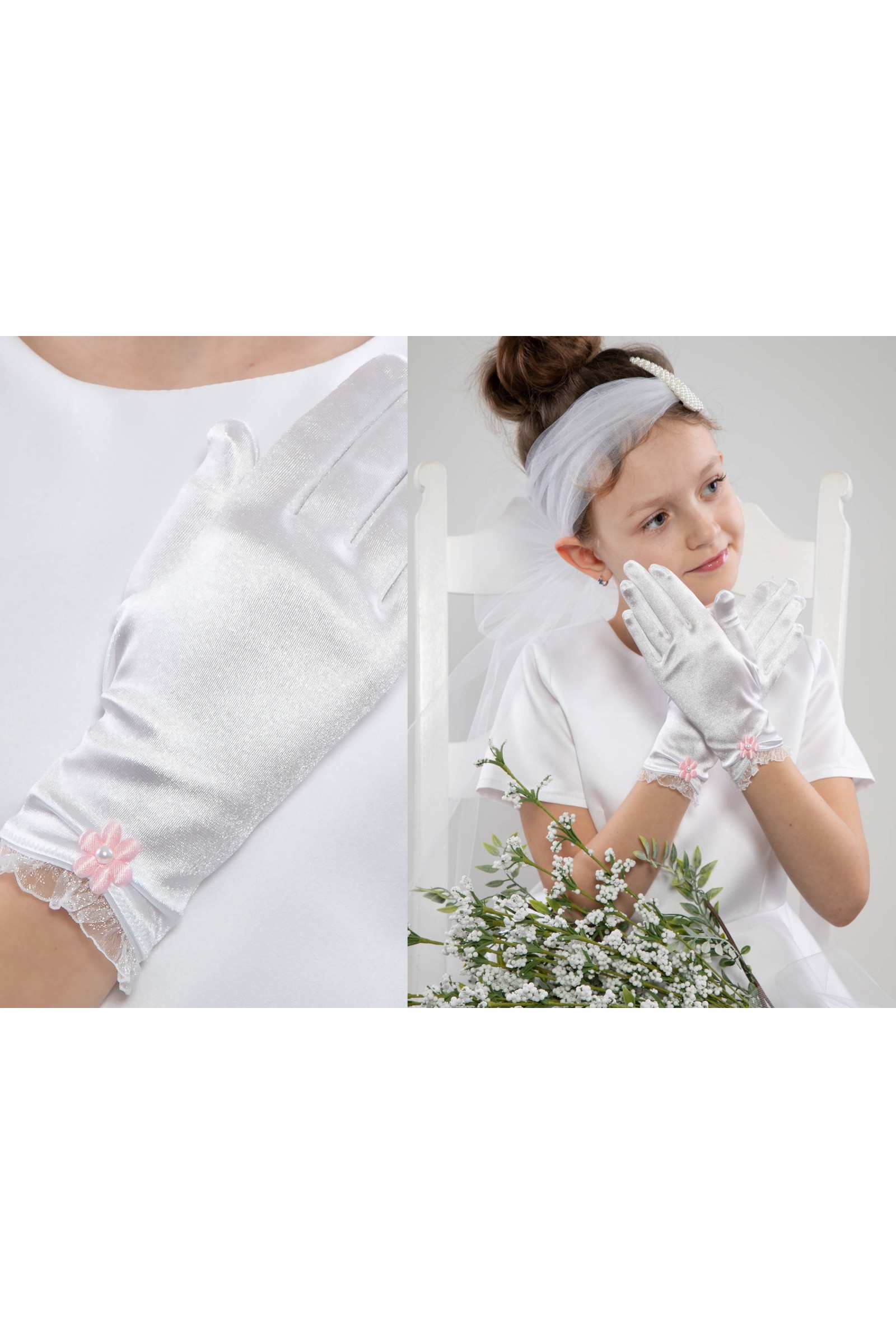 Rękawiczki komunijne klasyczne Nr17 - obraz 3