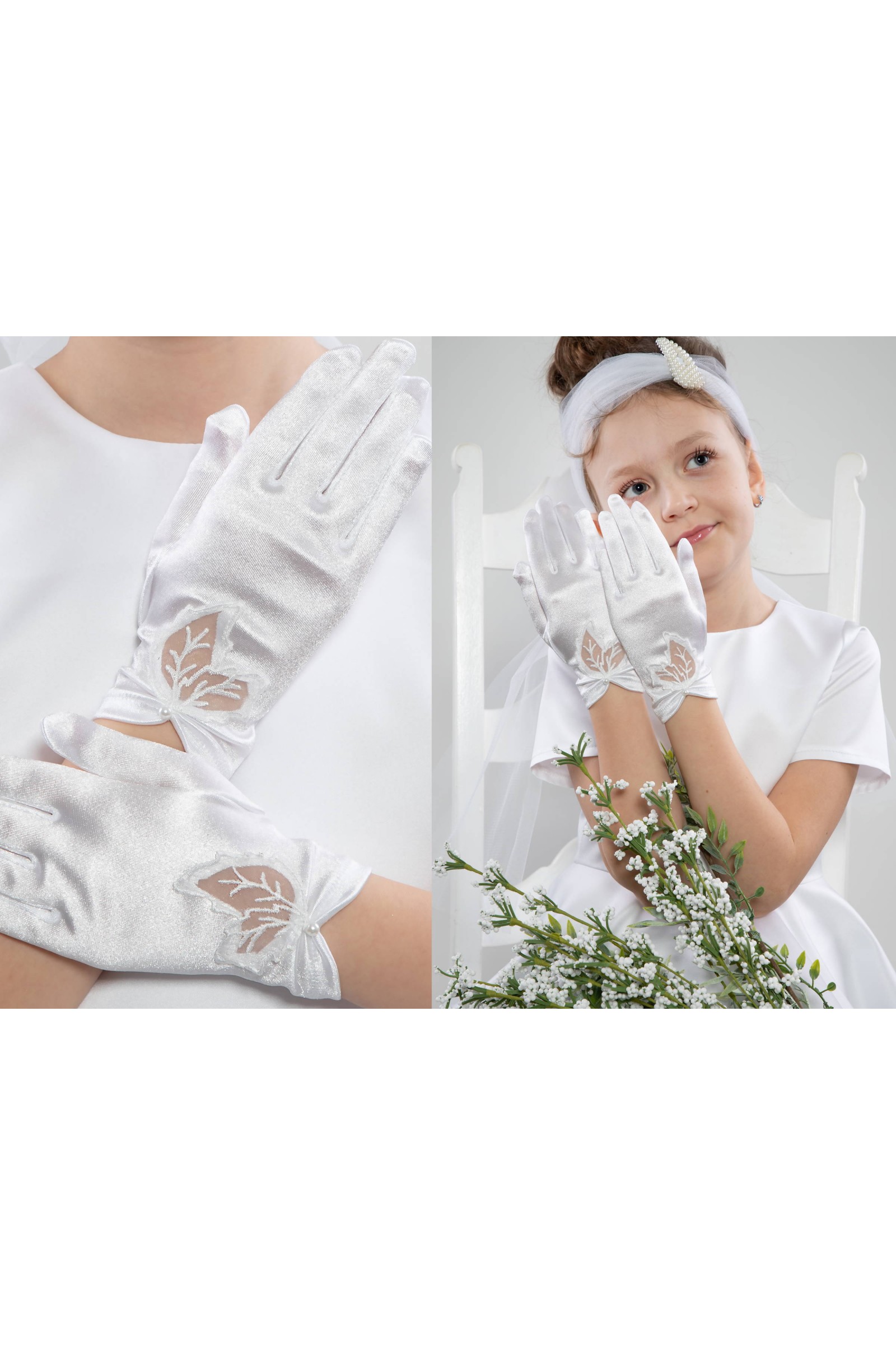 Rękawiczki komunijne klasyczne Nr22 - obraz 3