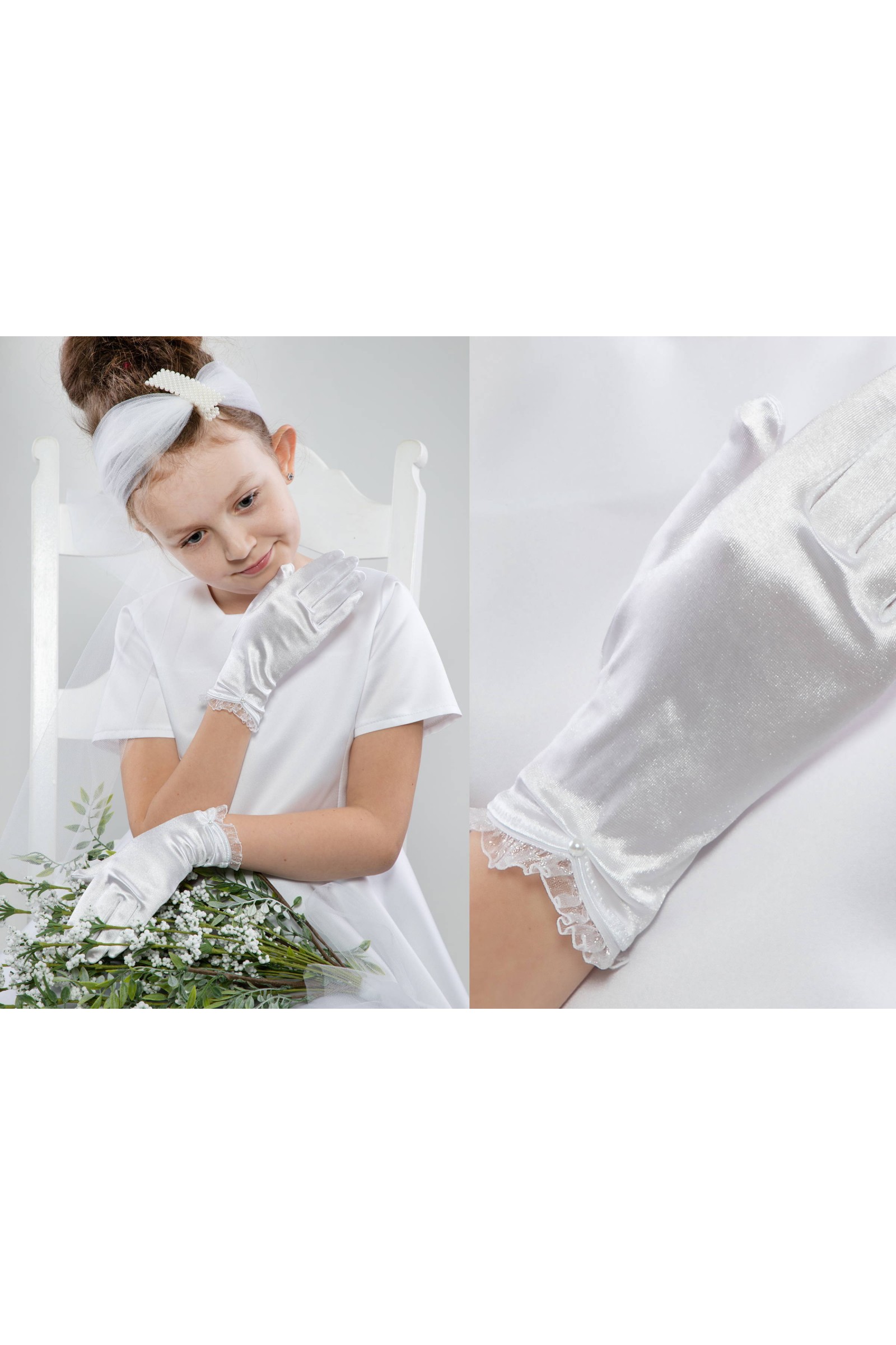 Rękawiczki komunijne klasyczne Nr24 - obraz 1