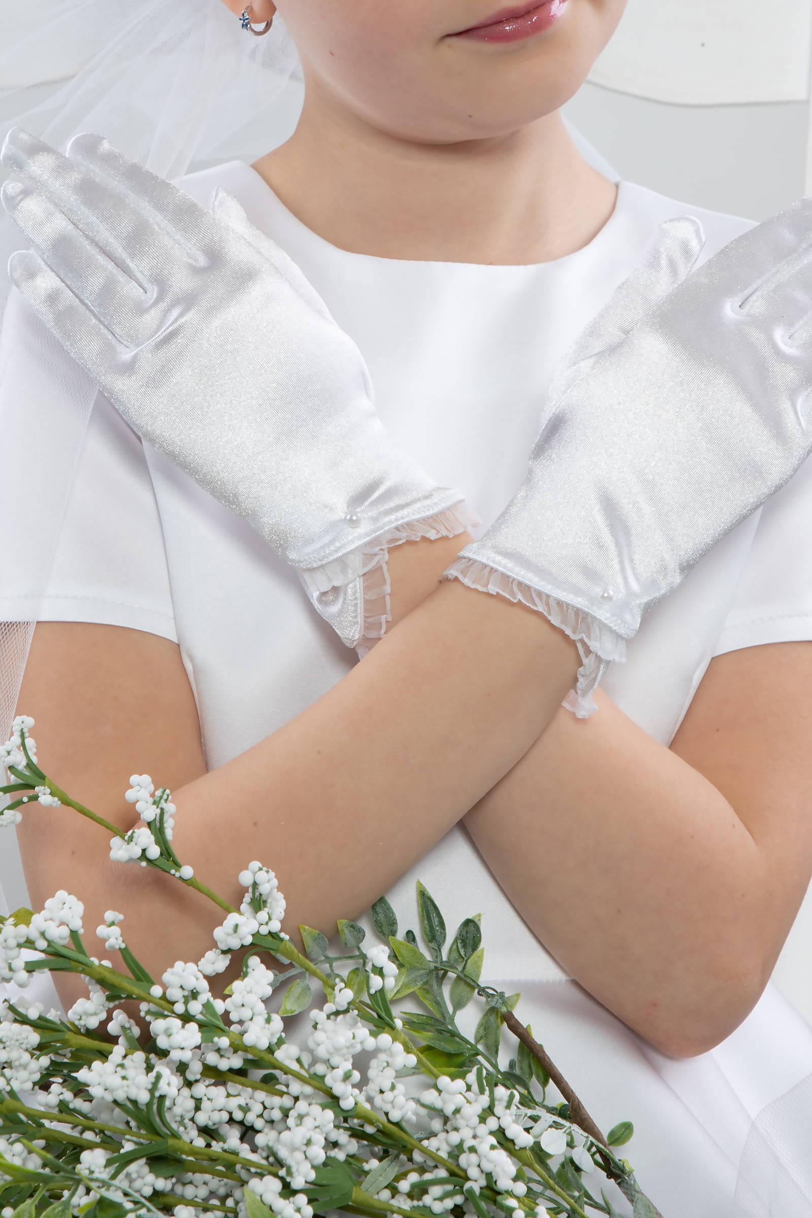 Rękawiczki komunijne klasyczne Nr25 - obraz 0