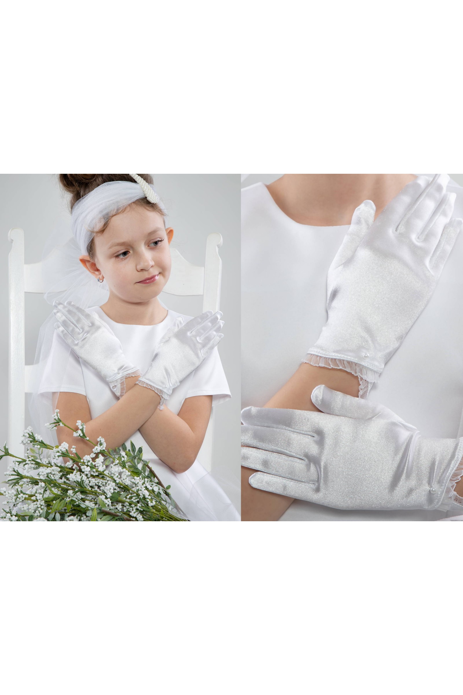 Rękawiczki komunijne klasyczne Nr25 - obraz 1