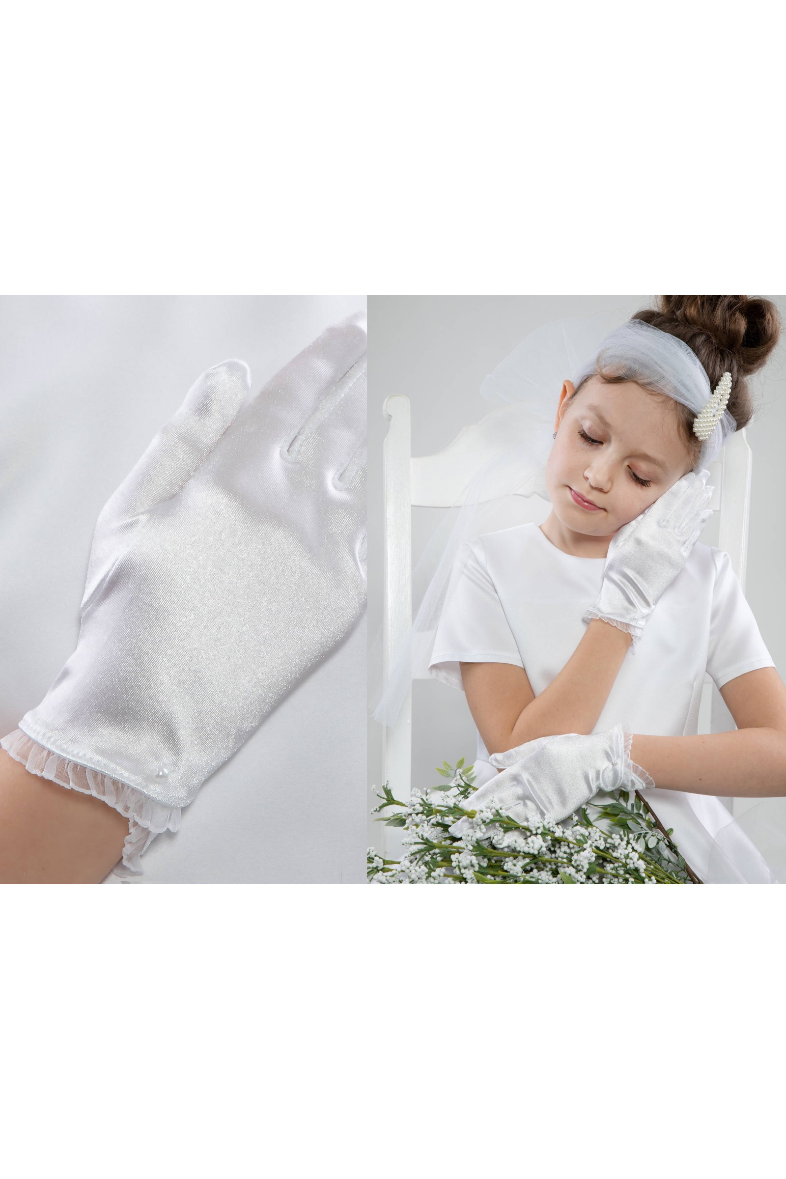 Rękawiczki komunijne klasyczne Nr25 - obraz 3