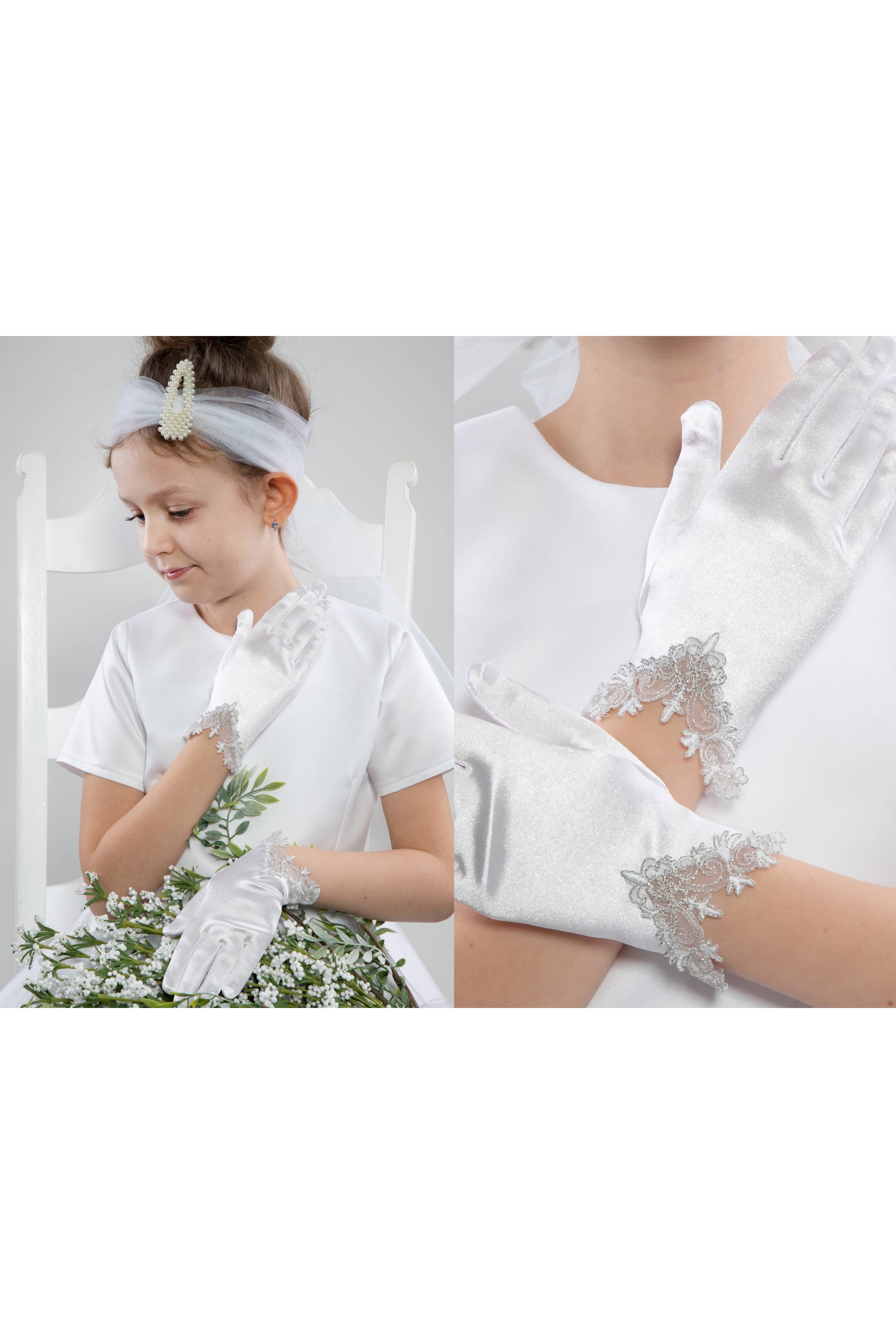 Rękawiczki komunijne klasyczne Nr26 - obraz 1