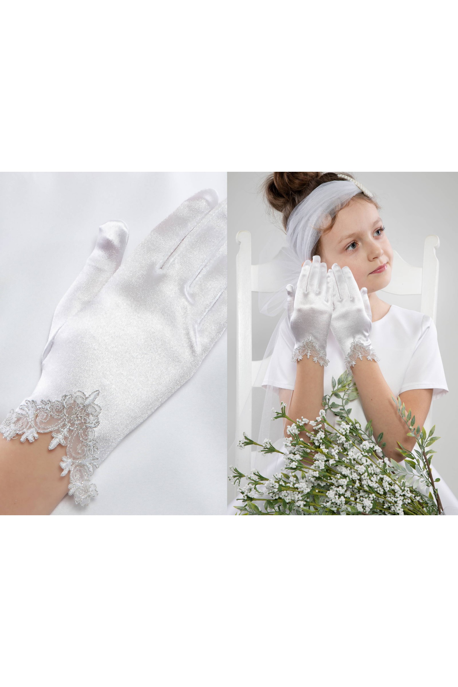 Rękawiczki komunijne klasyczne Nr26 - obraz 3