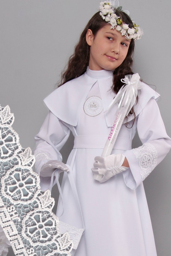 Alba komunijna z gipiurą 13/RS - sukieneczkowa