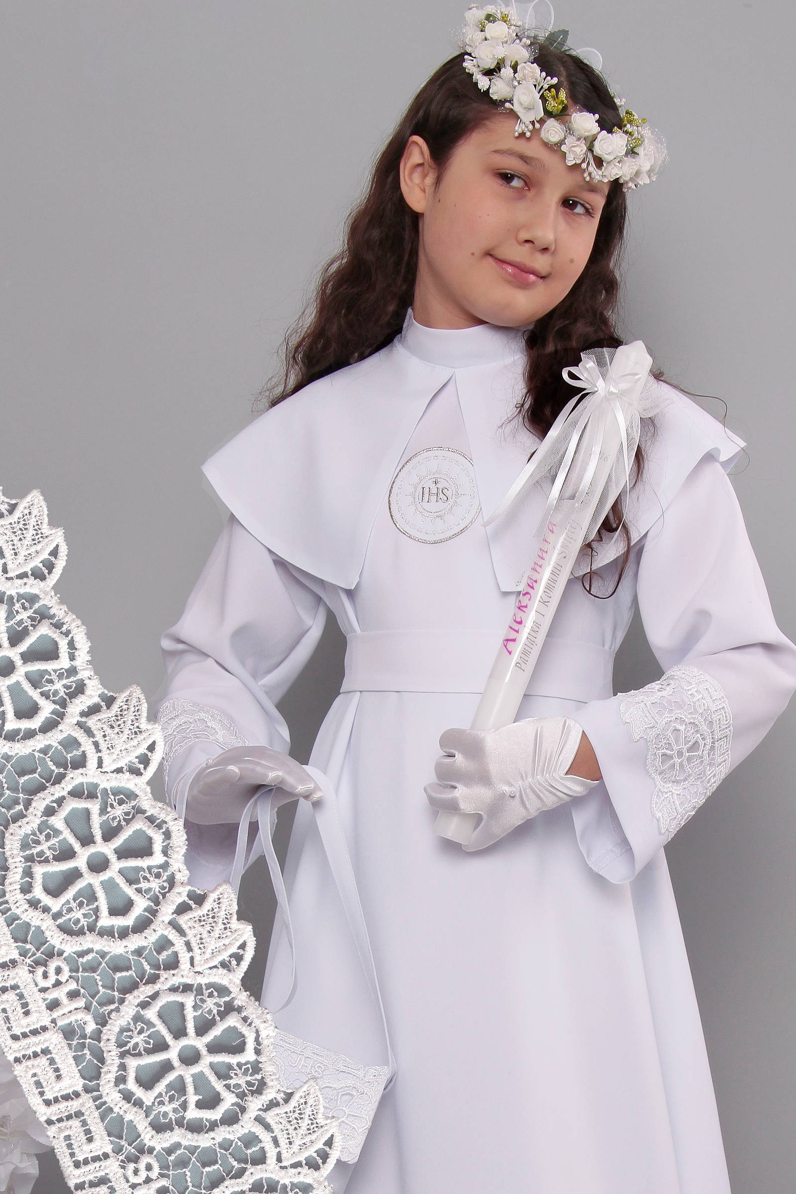 Alba komunijna z gipiurą 13/RS - sukieneczkowa - obraz 0