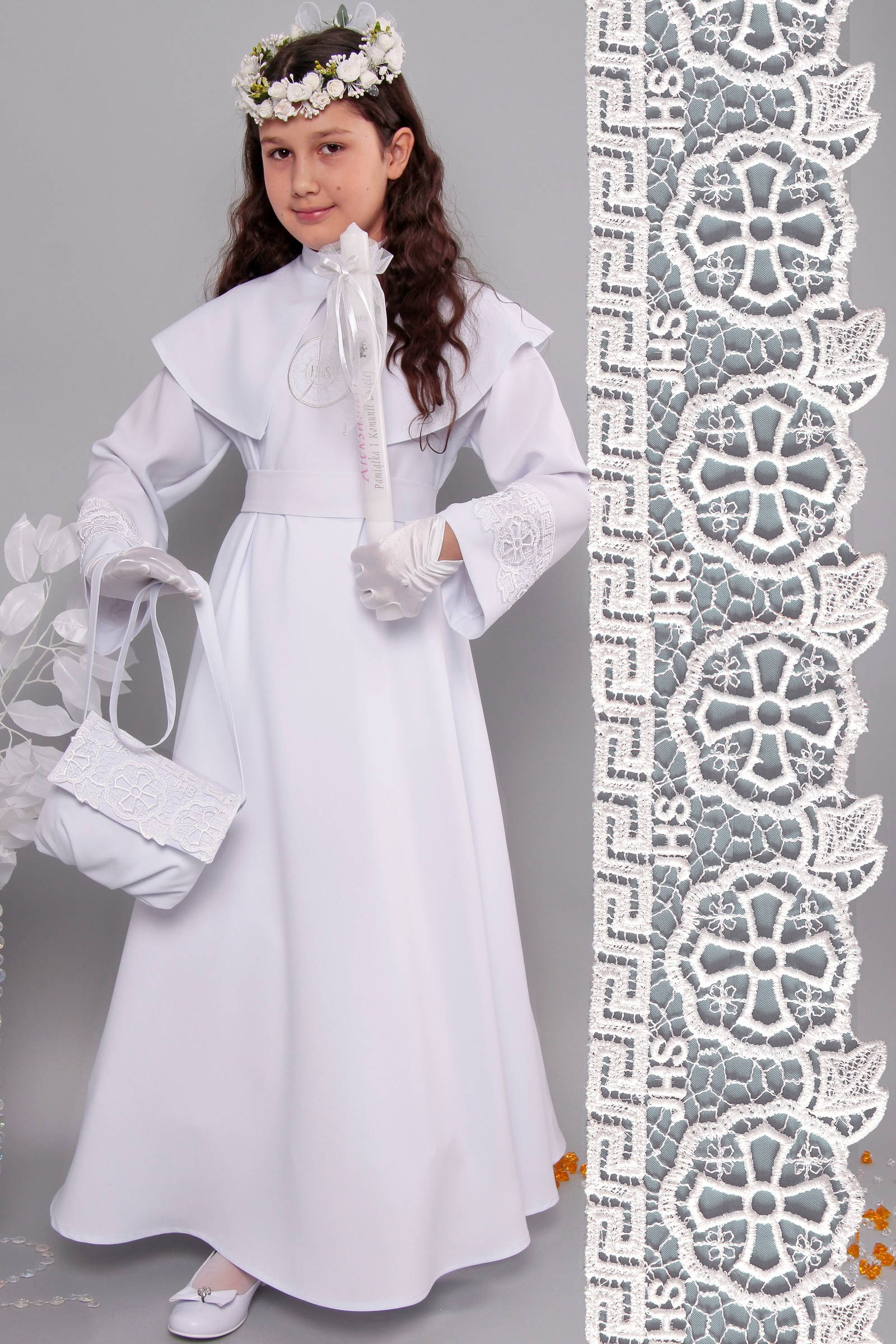 Alba komunijna z gipiurą 13/RS - sukieneczkowa - obraz 1