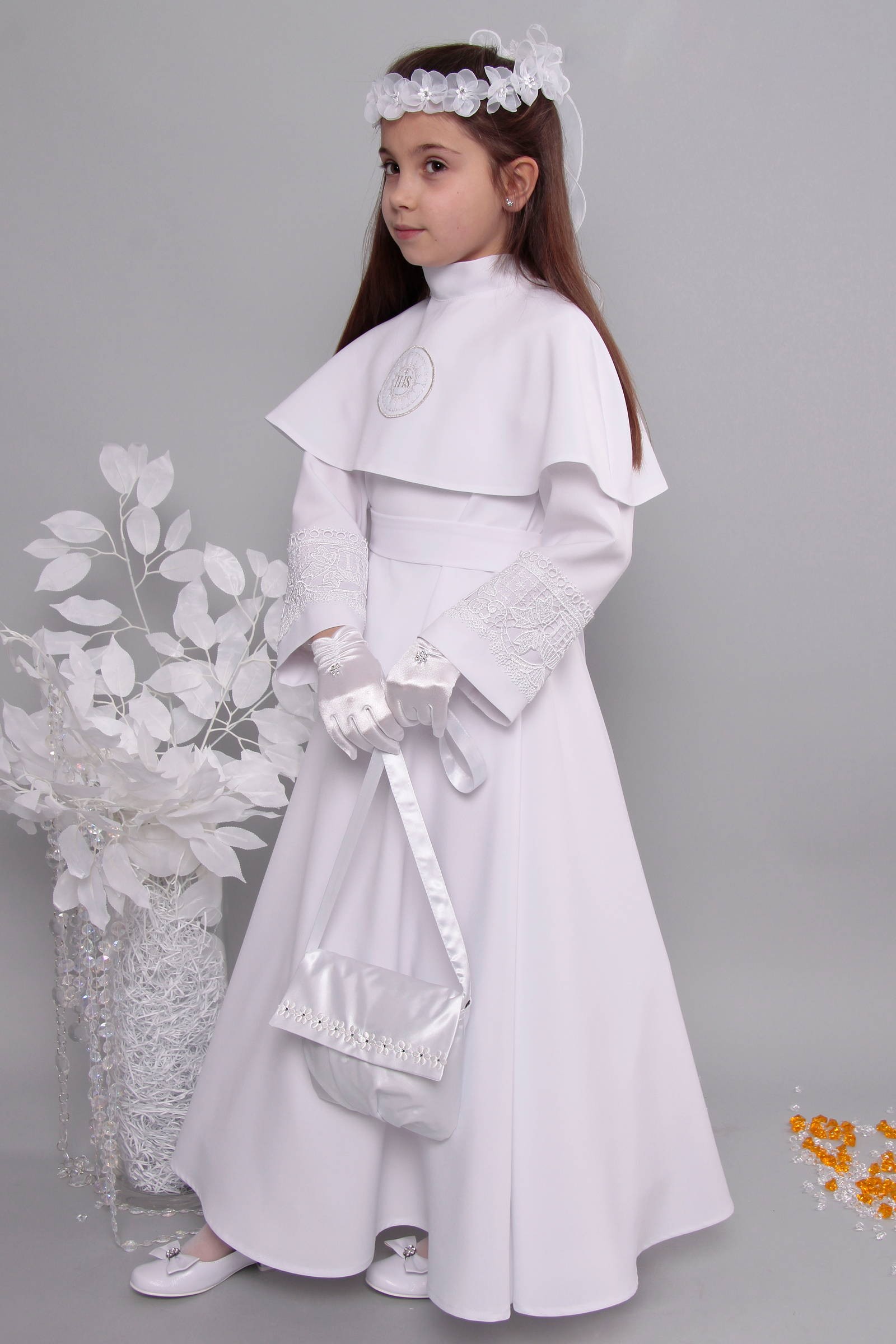 Alba komunijna z gipiurą 6/RS3 - sukieneczkowa - obraz 3