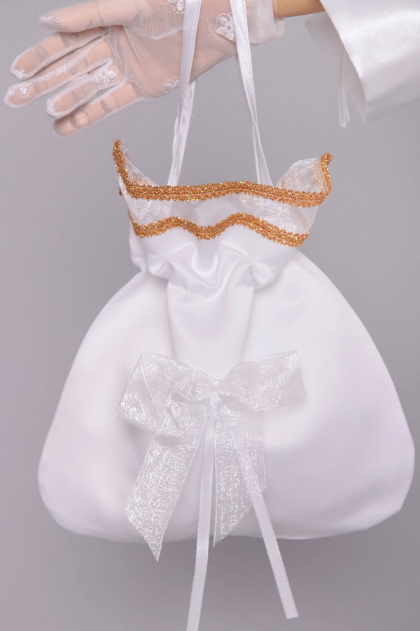 Torebka komunijna satynowa sakiewka Tss11