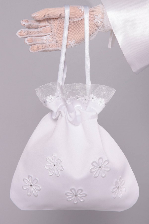 Torebka komunijna satynowa sakiewka Tss12