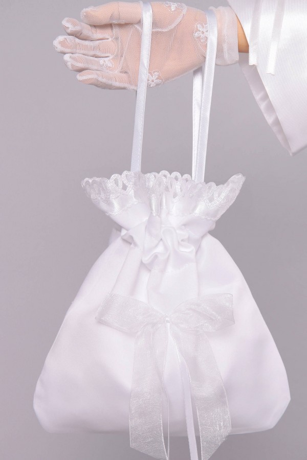 Torebka komunijna satynowa sakiewka Tss14