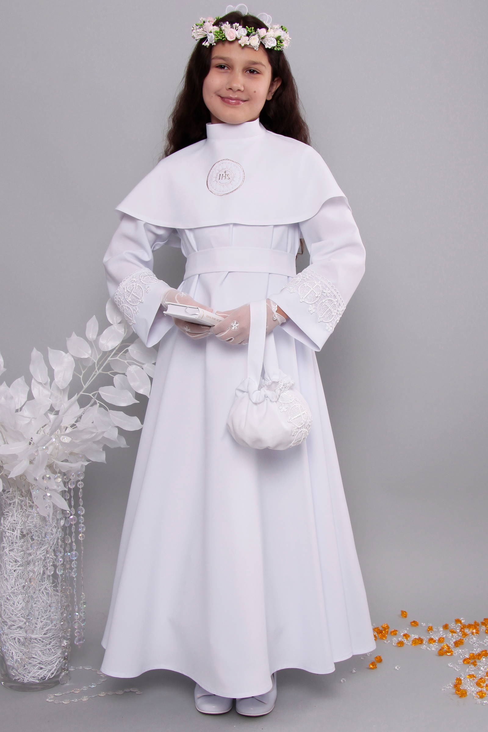 Alba komunijna z gipiurą 6/RS2 - sukieneczkowa - obraz 5