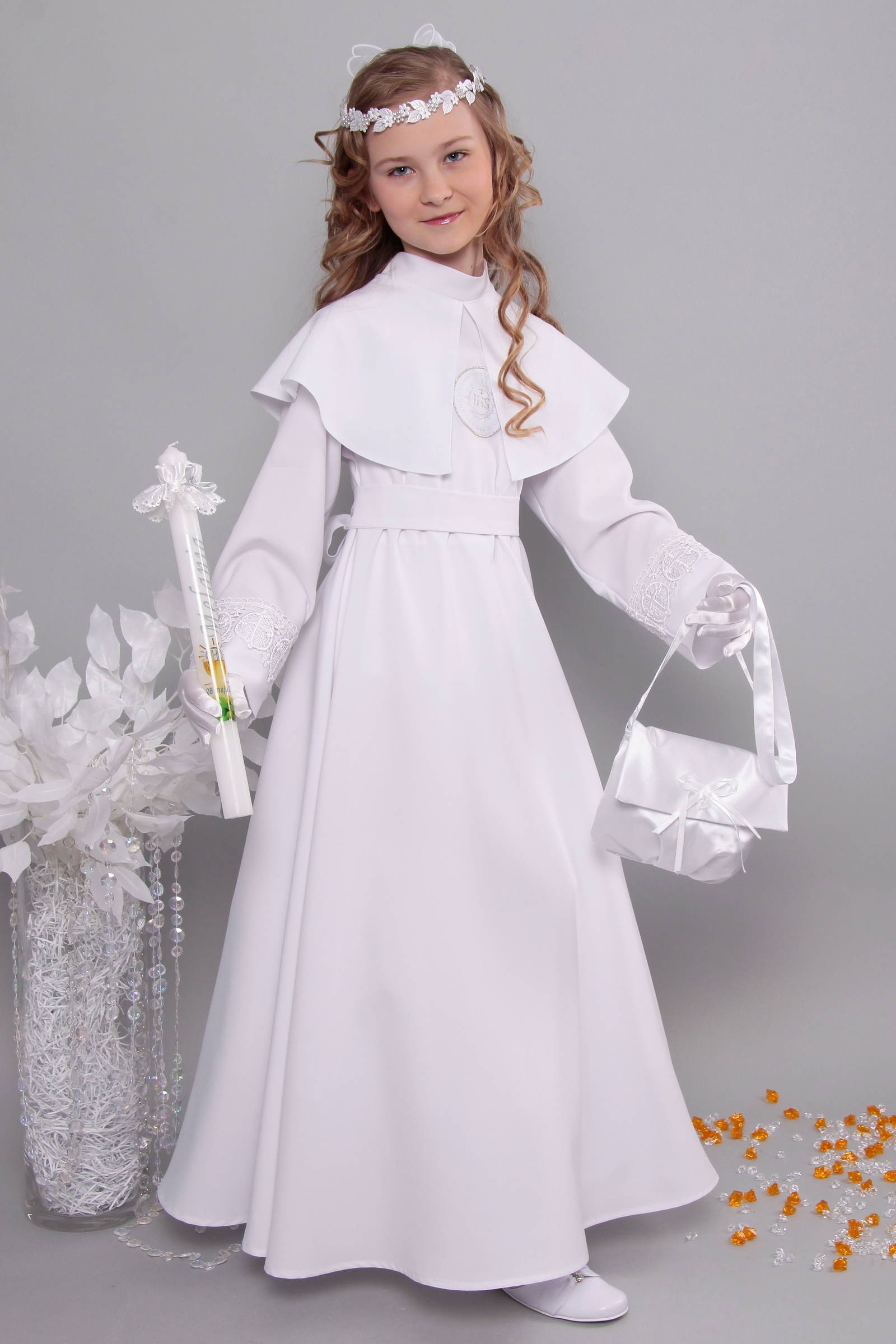 Alba komunijna z gipiurą 14/RS - sukieneczkowa - obraz 2