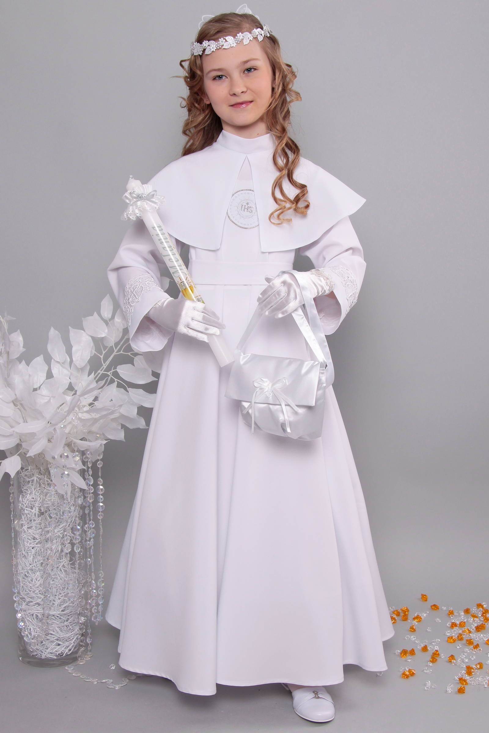 Alba komunijna z gipiurą 14/RS - sukieneczkowa - obraz 3