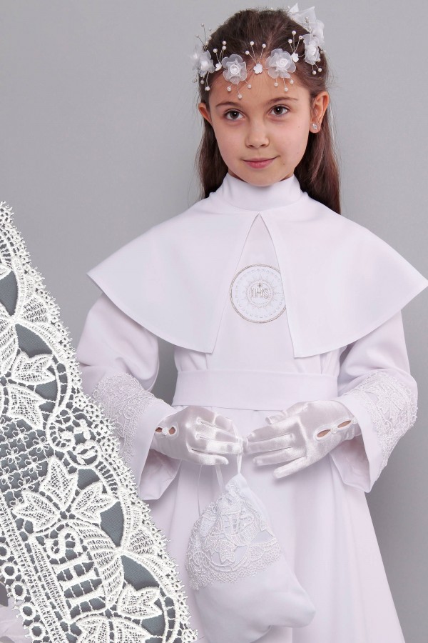 Alba komunijna z gipiurą 12/RS - sukieneczkowa