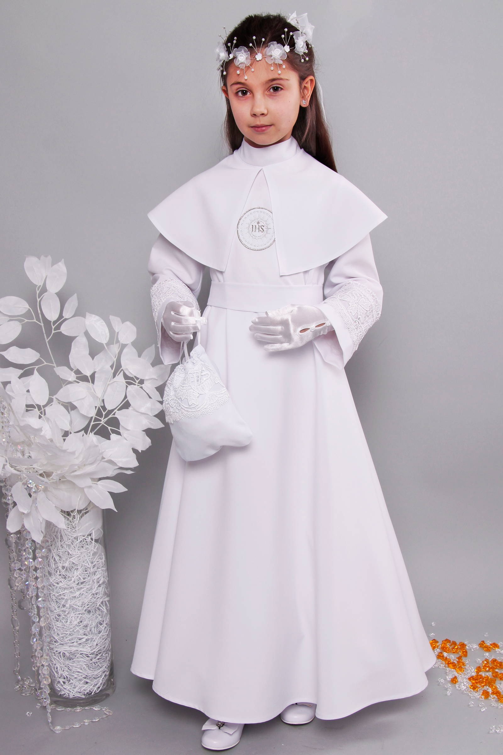 Alba komunijna z gipiurą 12/RS - sukieneczkowa - obraz 4