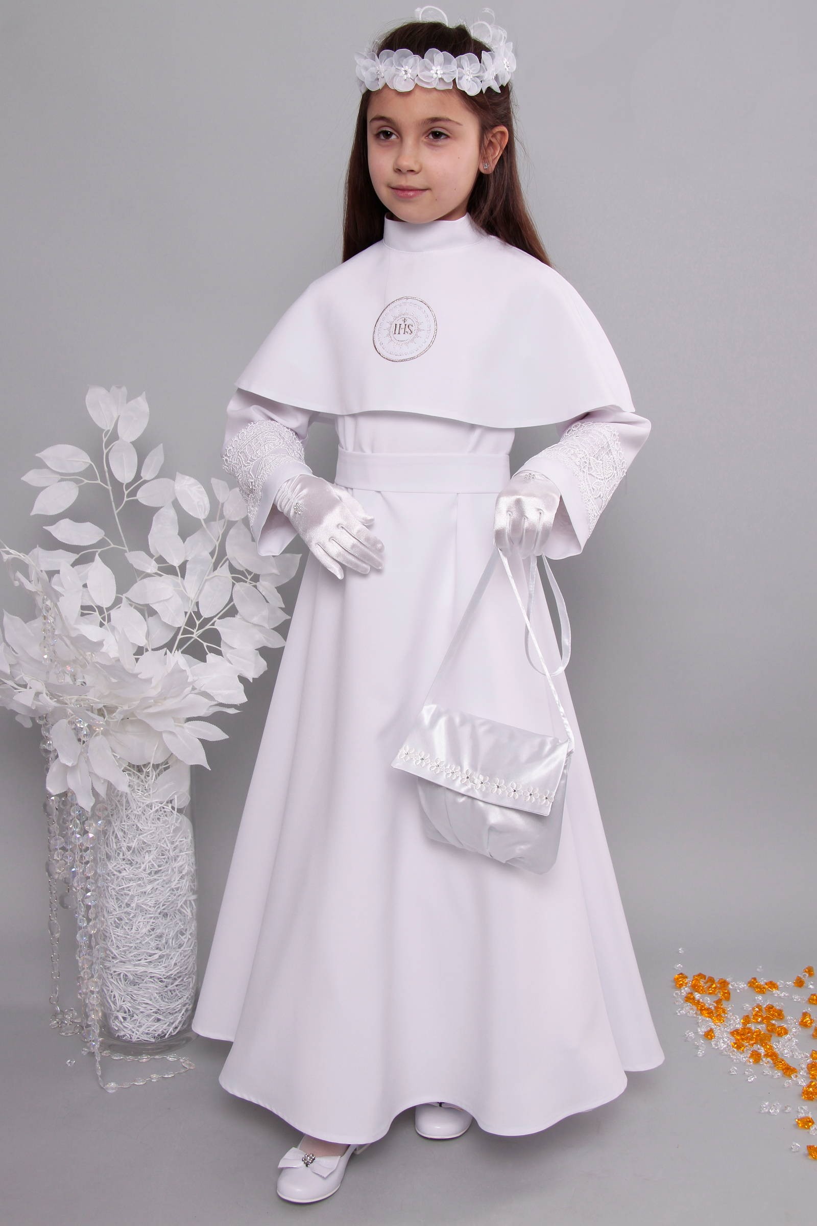 Alba komunijna z gipiurą 6/RS3 - sukieneczkowa - obraz 4