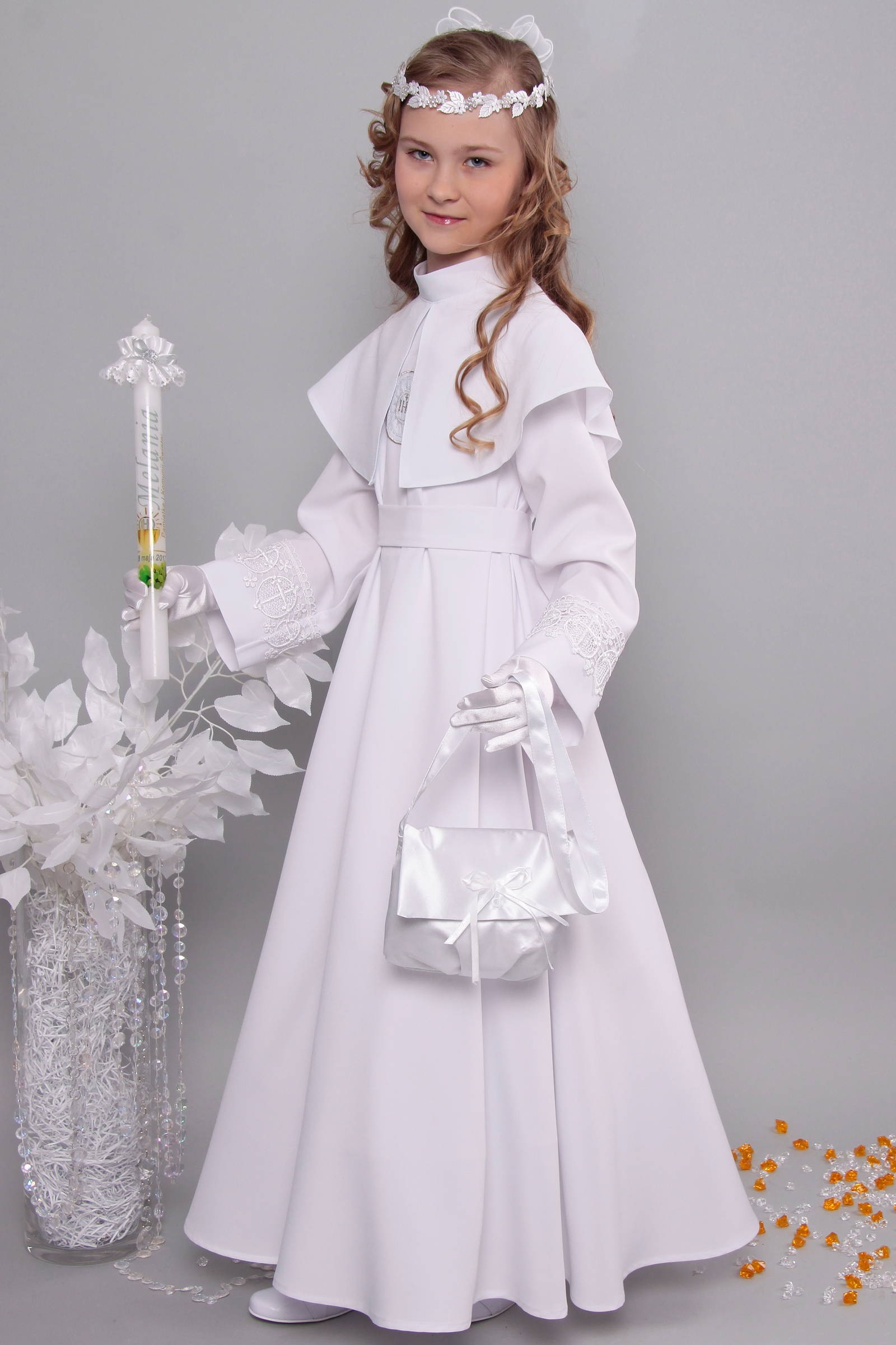 Alba komunijna z gipiurą 14/RS - sukieneczkowa - obraz 4