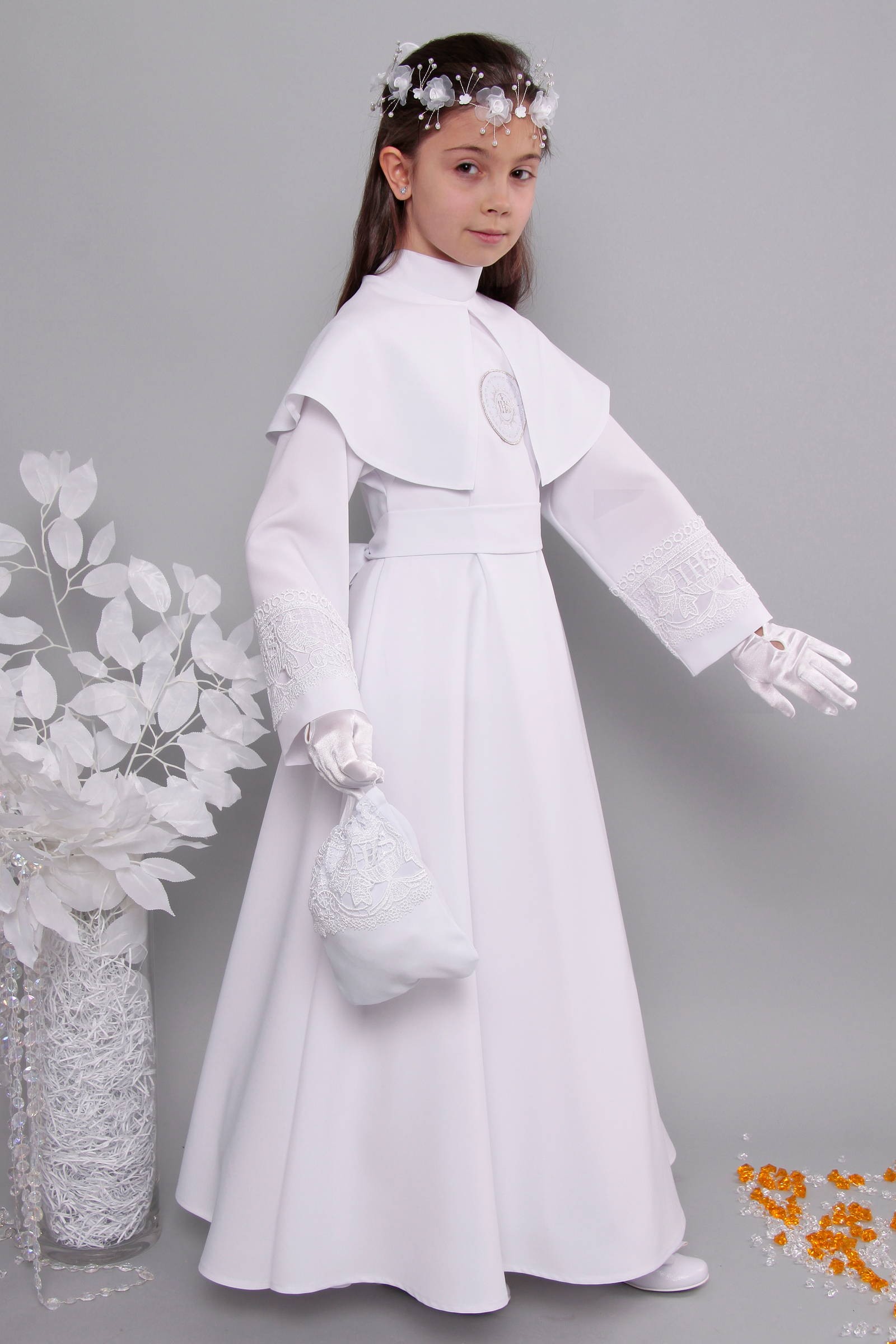 Alba komunijna z gipiurą 12/RS - sukieneczkowa - obraz 5