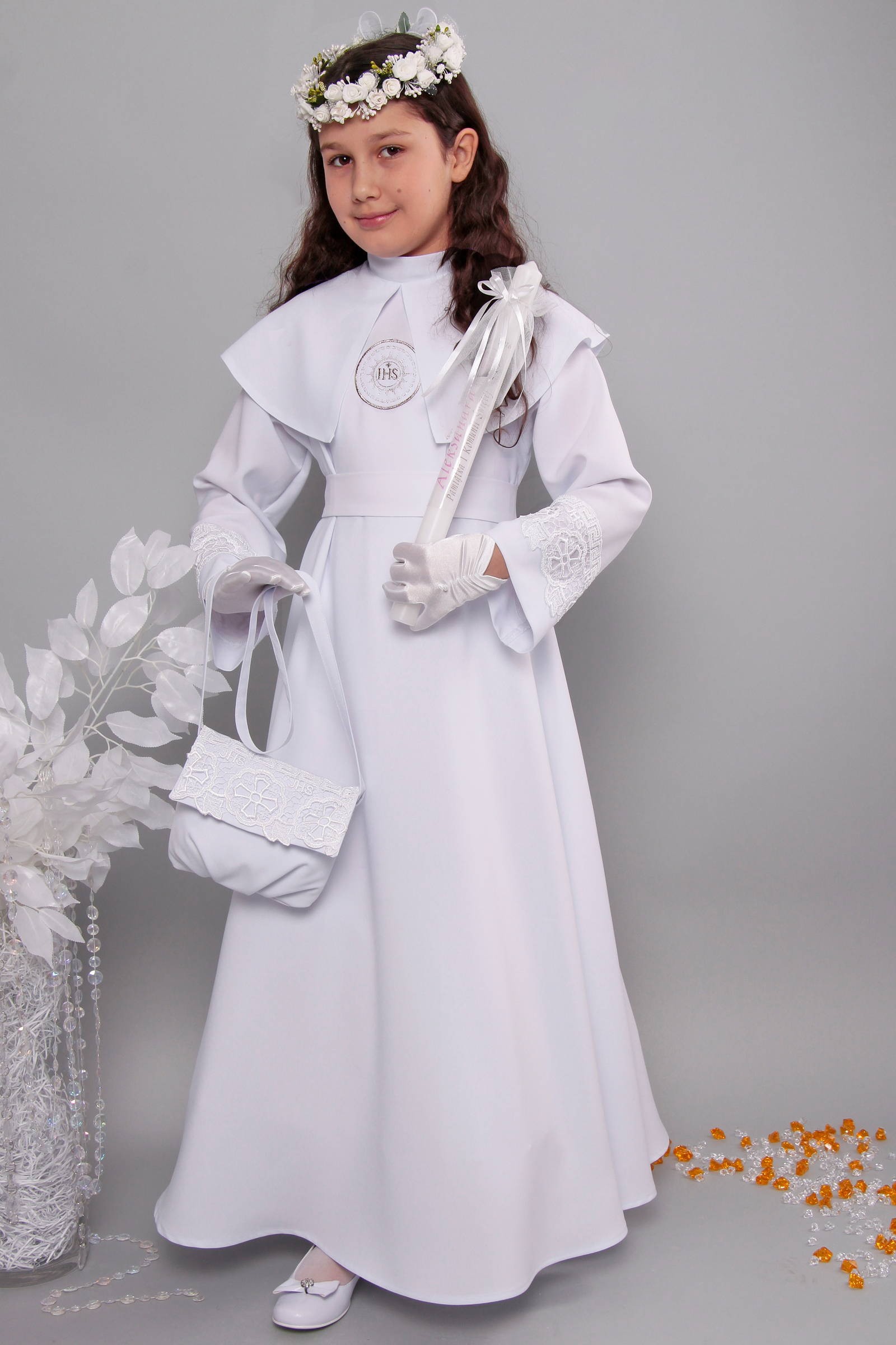 Alba komunijna z gipiurą 13/RS - sukieneczkowa - obraz 4