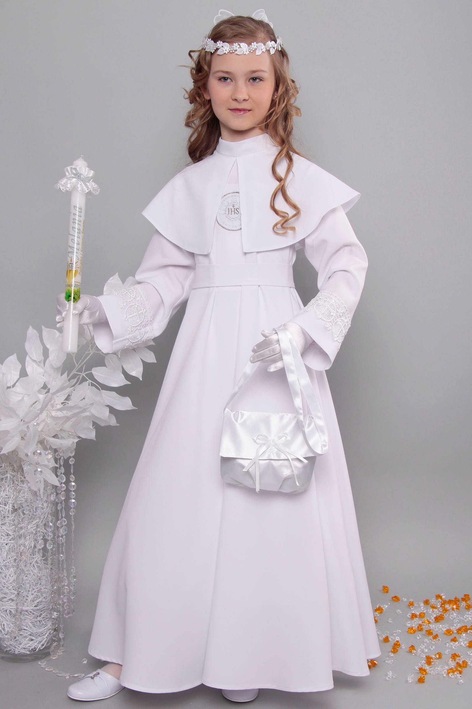 Alba komunijna z gipiurą 14/RS - sukieneczkowa - obraz 5