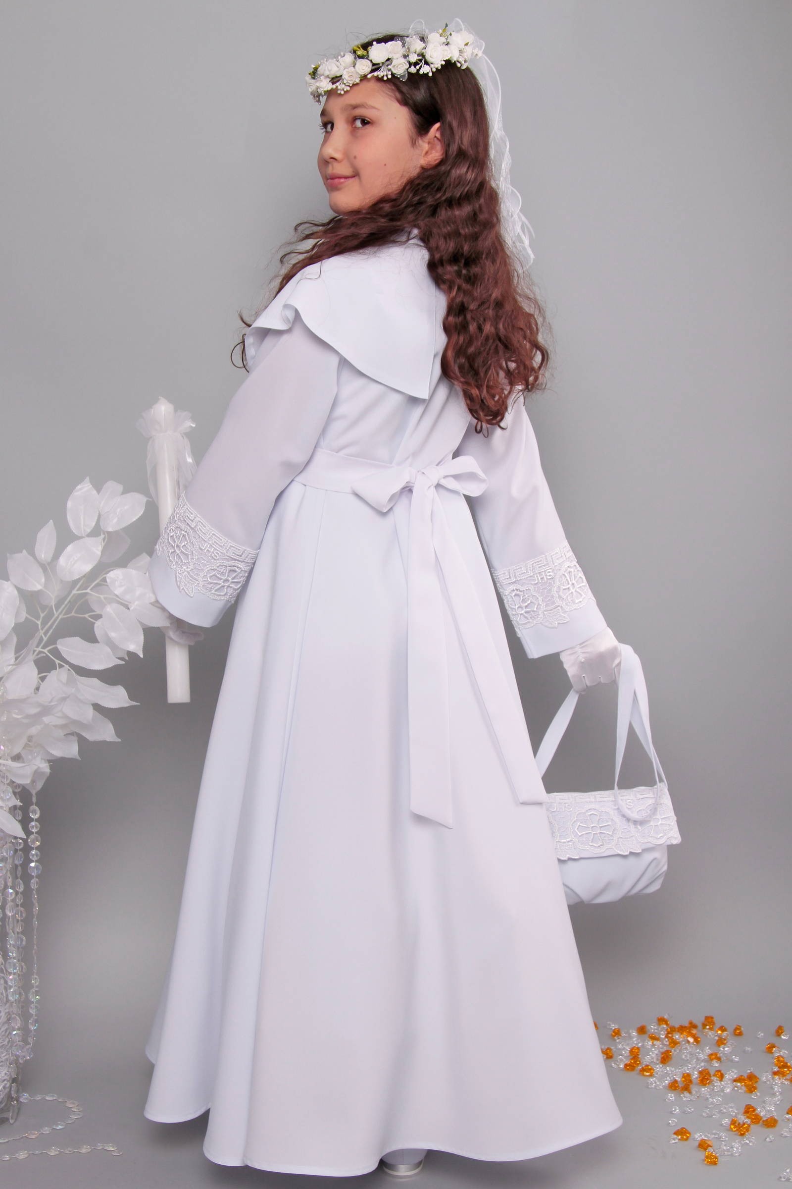 Alba komunijna z gipiurą 13/RS - sukieneczkowa - obraz 5