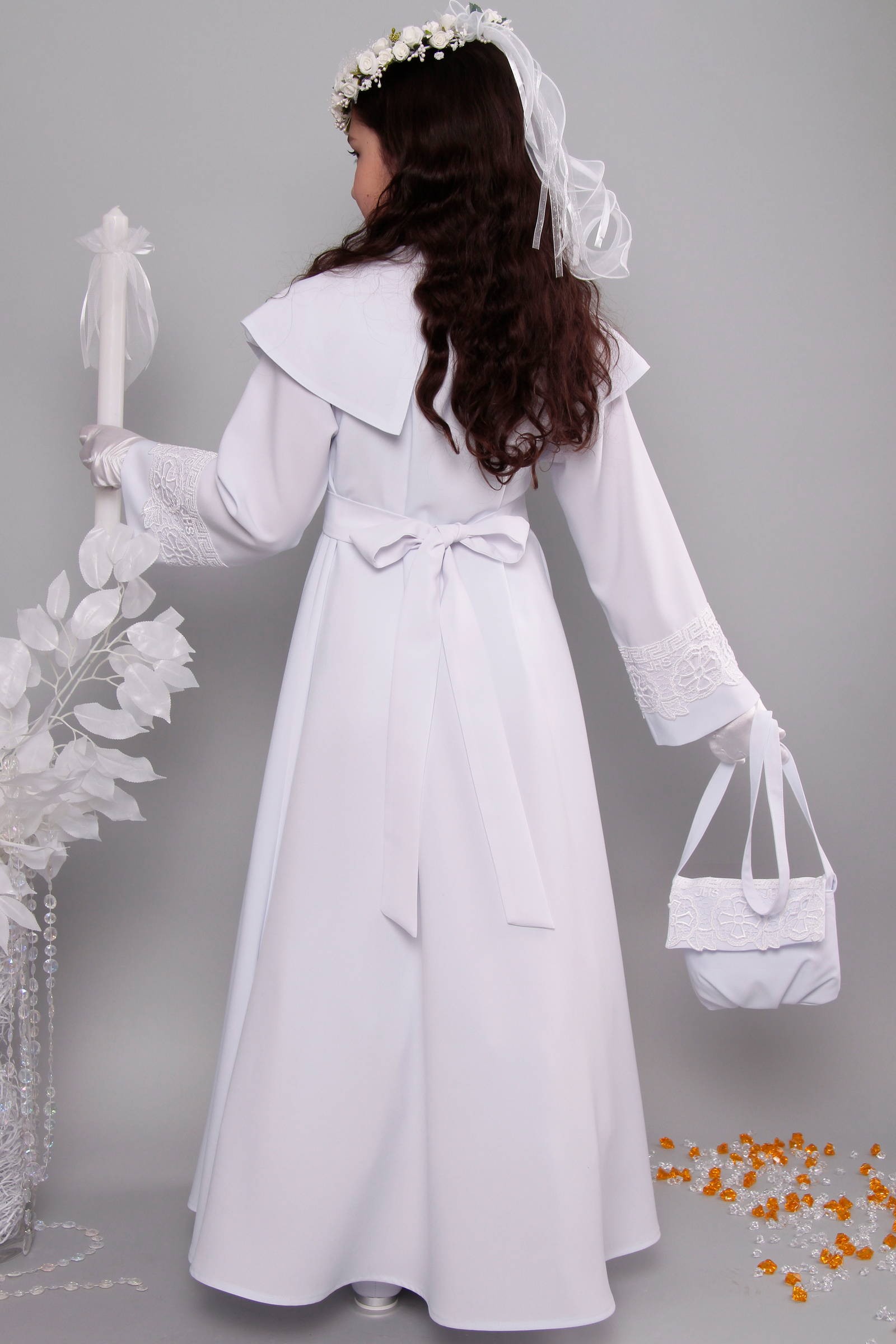 Alba komunijna z gipiurą 13/RS - sukieneczkowa - obraz 6