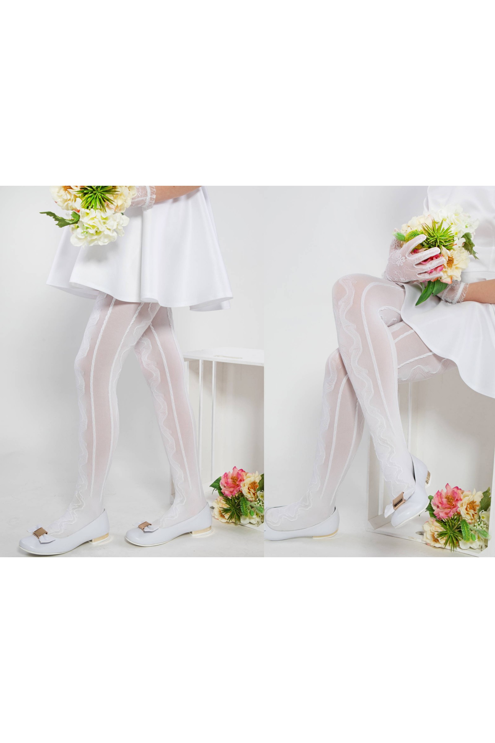 Eleganckie rajstopy komunijne - Oliwka ocieplające - obraz 3