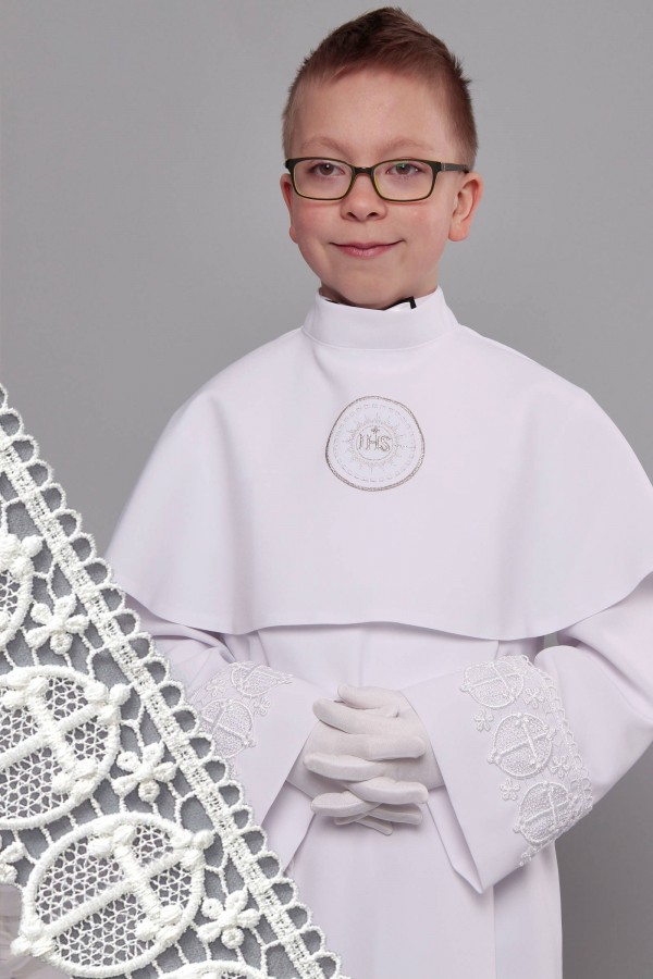 Alba komunijna z gipiurą 3/KK - z karczkiem i kontrafałdą