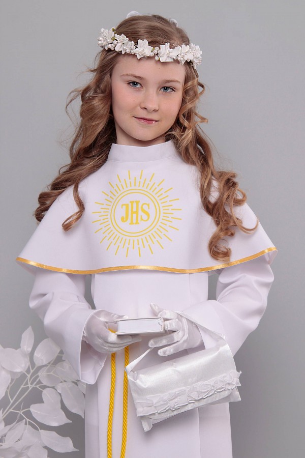 Alba komunijna 7/KK - z karczkiem i kontrafałdą