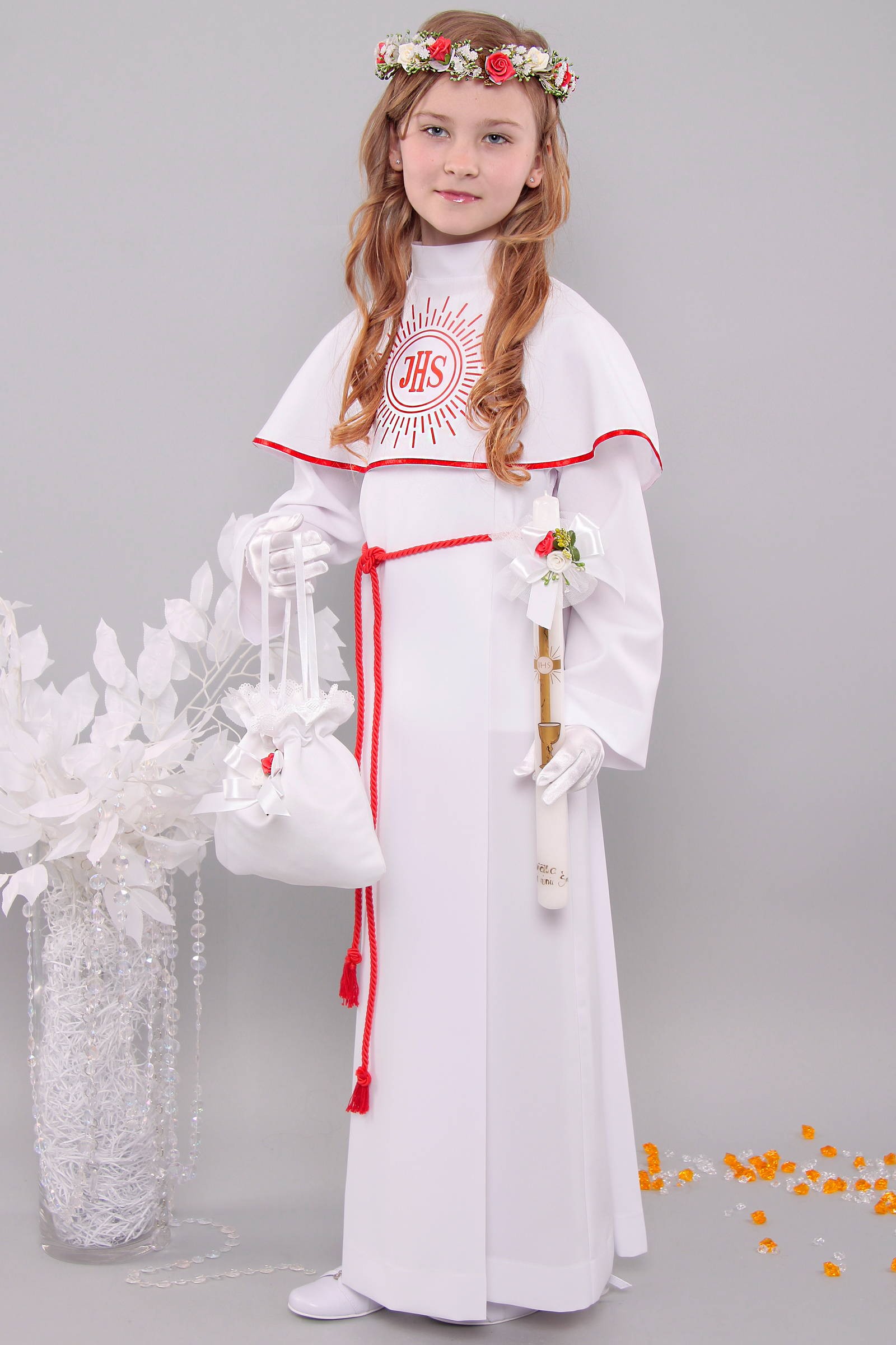 Alba komunijna 8/KK - z karczkiem i kontrafałdą - obraz 1