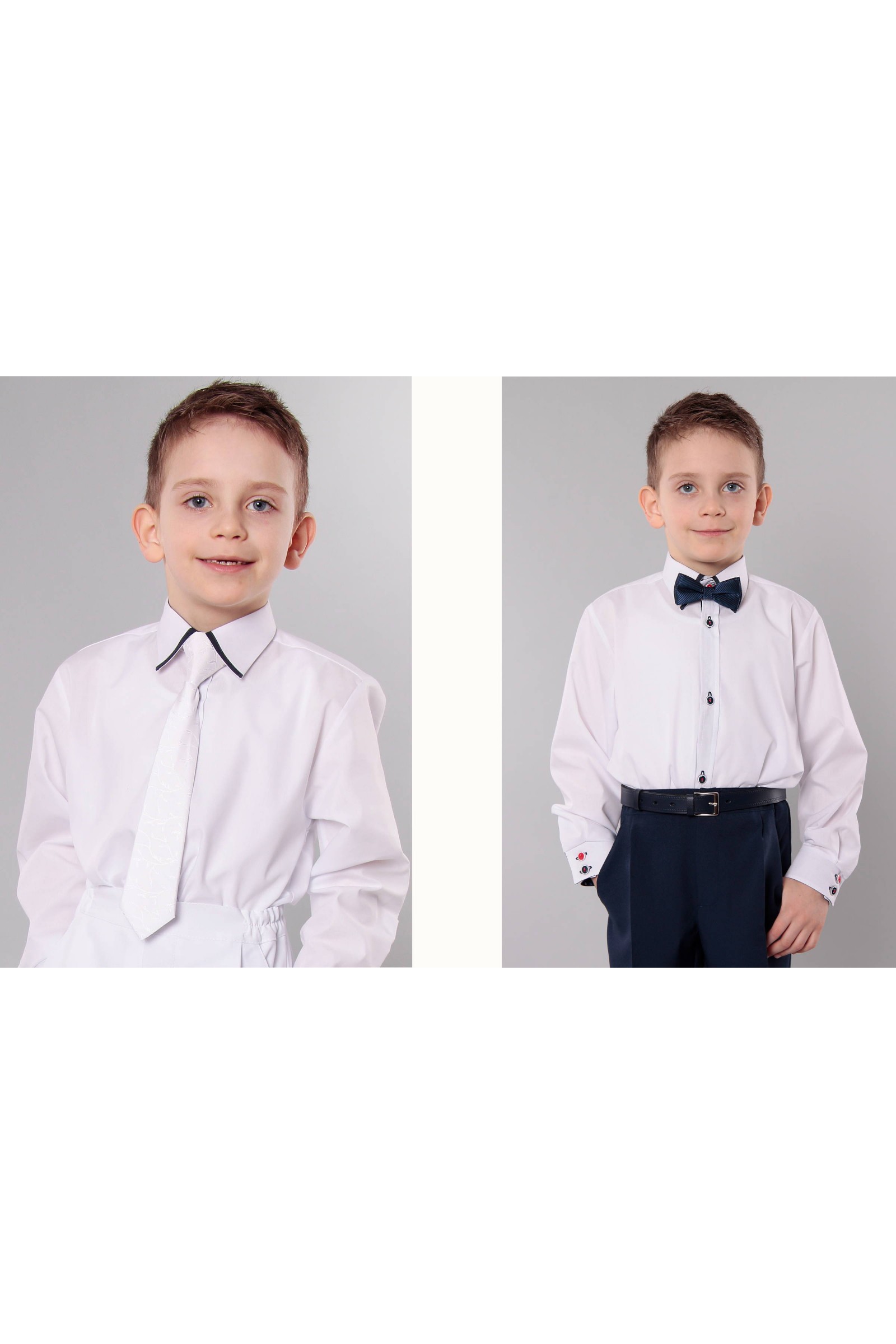 Koszula komunijna z kołnierzykiem z paskiem 4/Ks - obraz 4