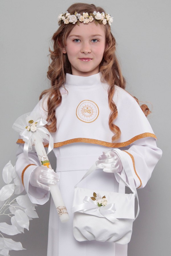 Alba komunijna 12a/KK - z karczkiem i kontrafałdą