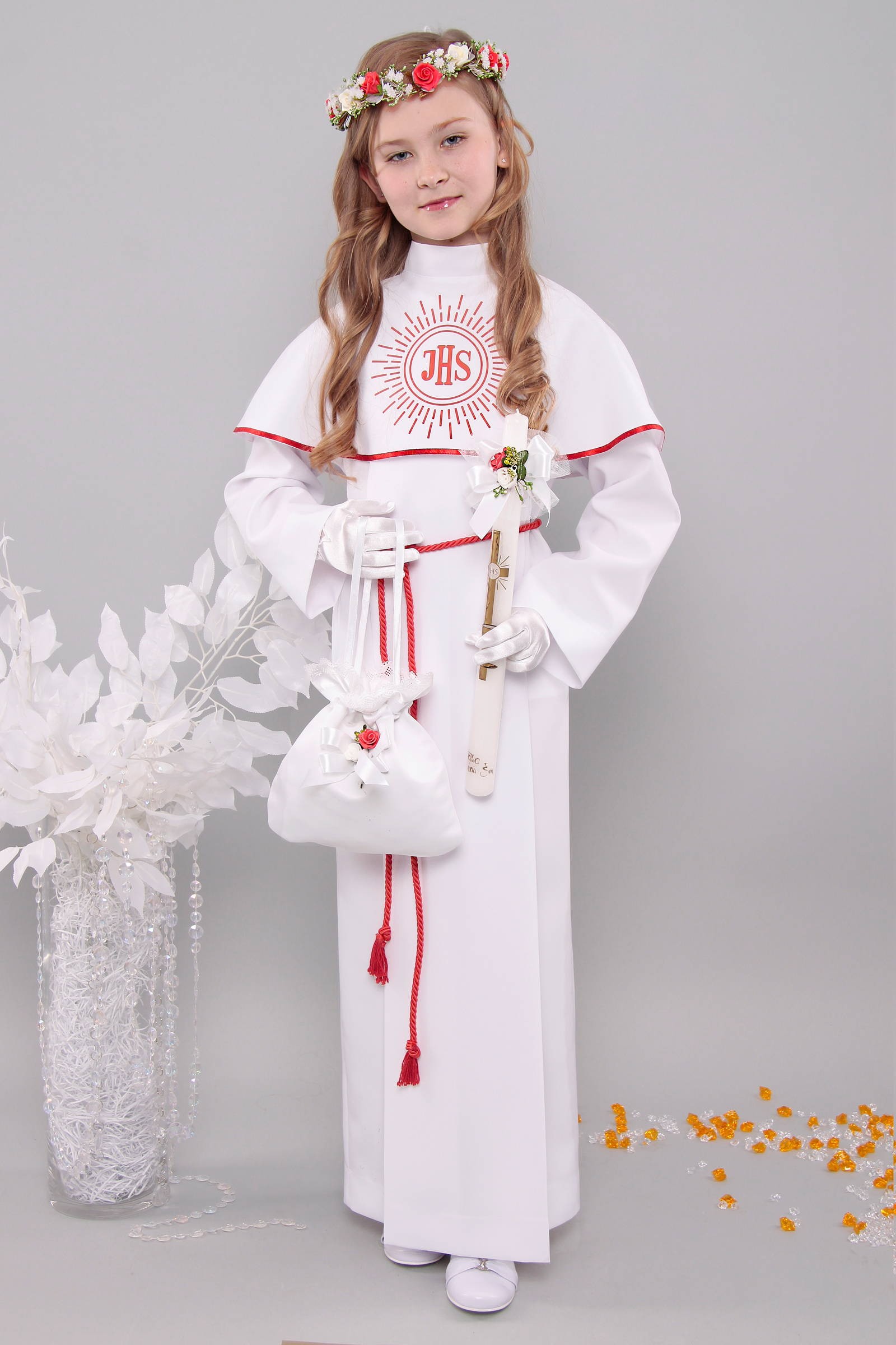 Alba komunijna 8/KK - z karczkiem i kontrafałdą - obraz 3